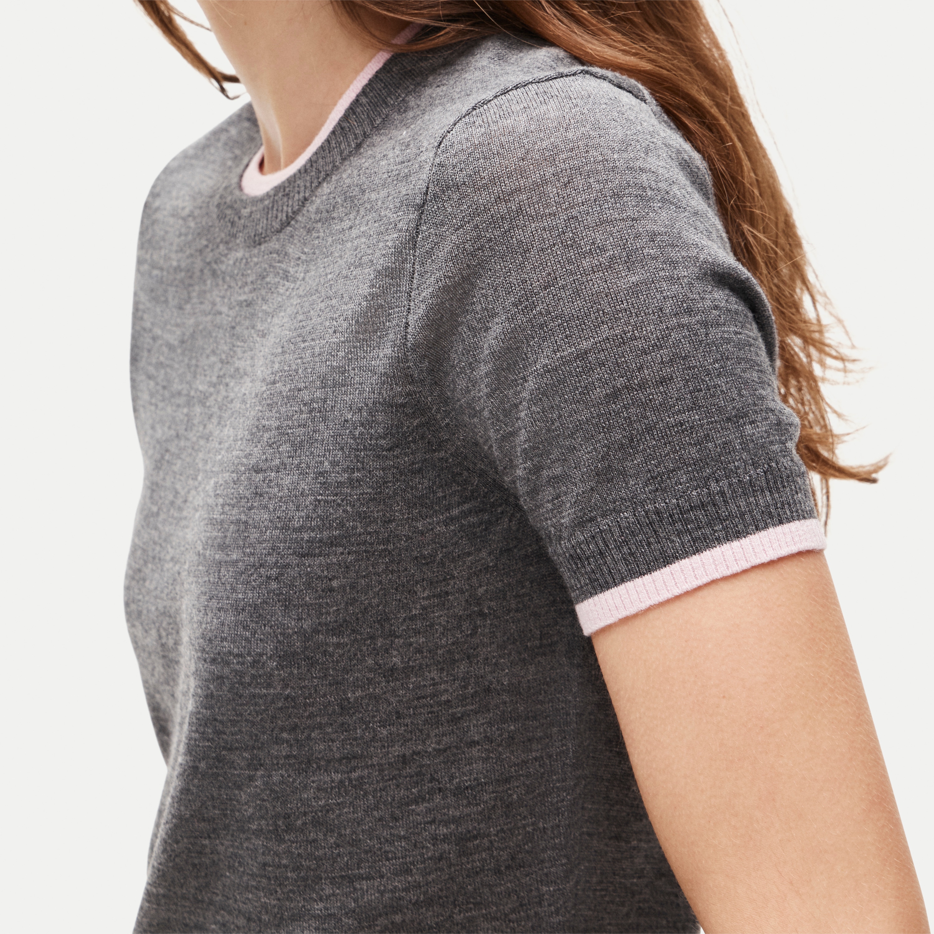 Sweater-tee in contrast-trim merino wool