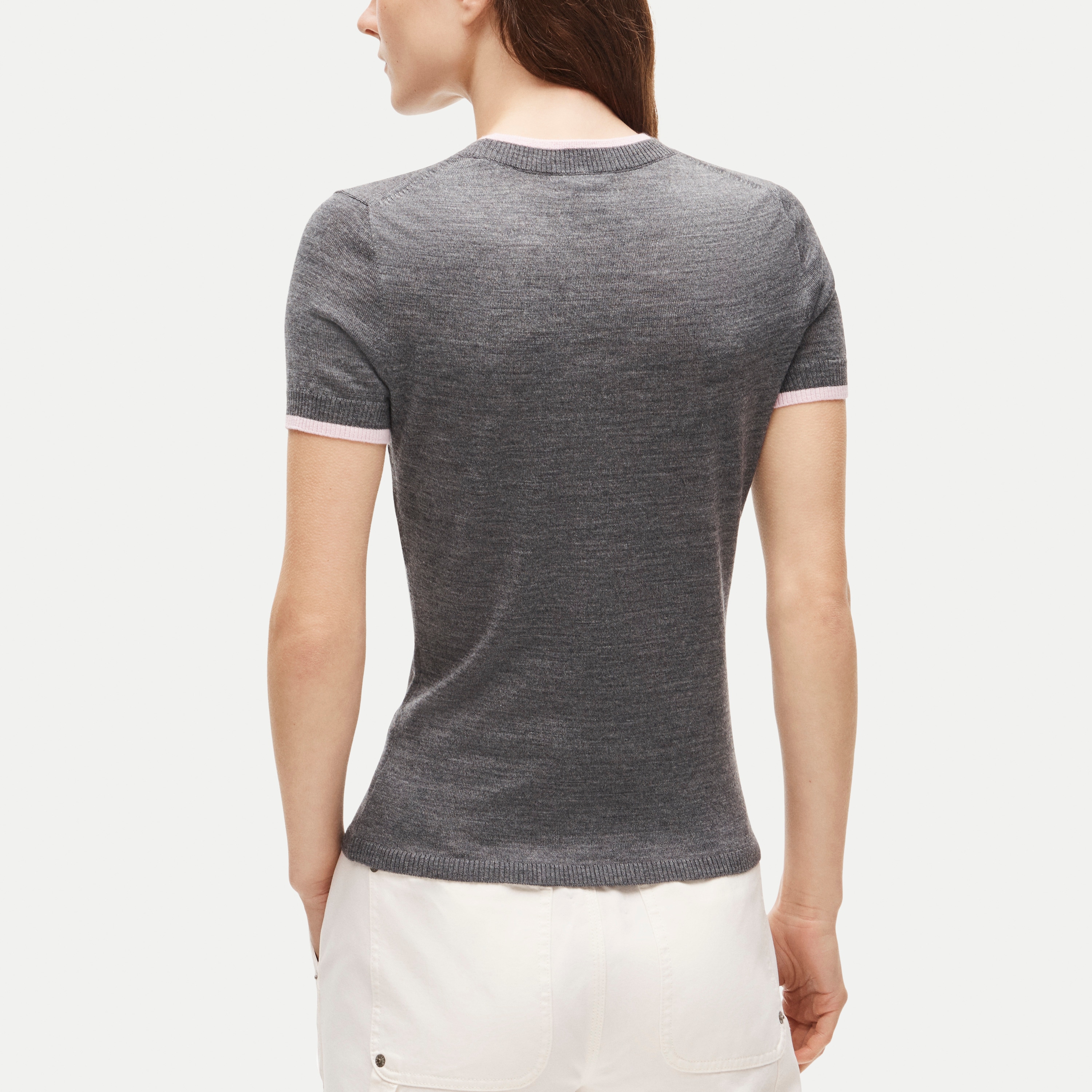 Sweater-tee in contrast-trim merino wool