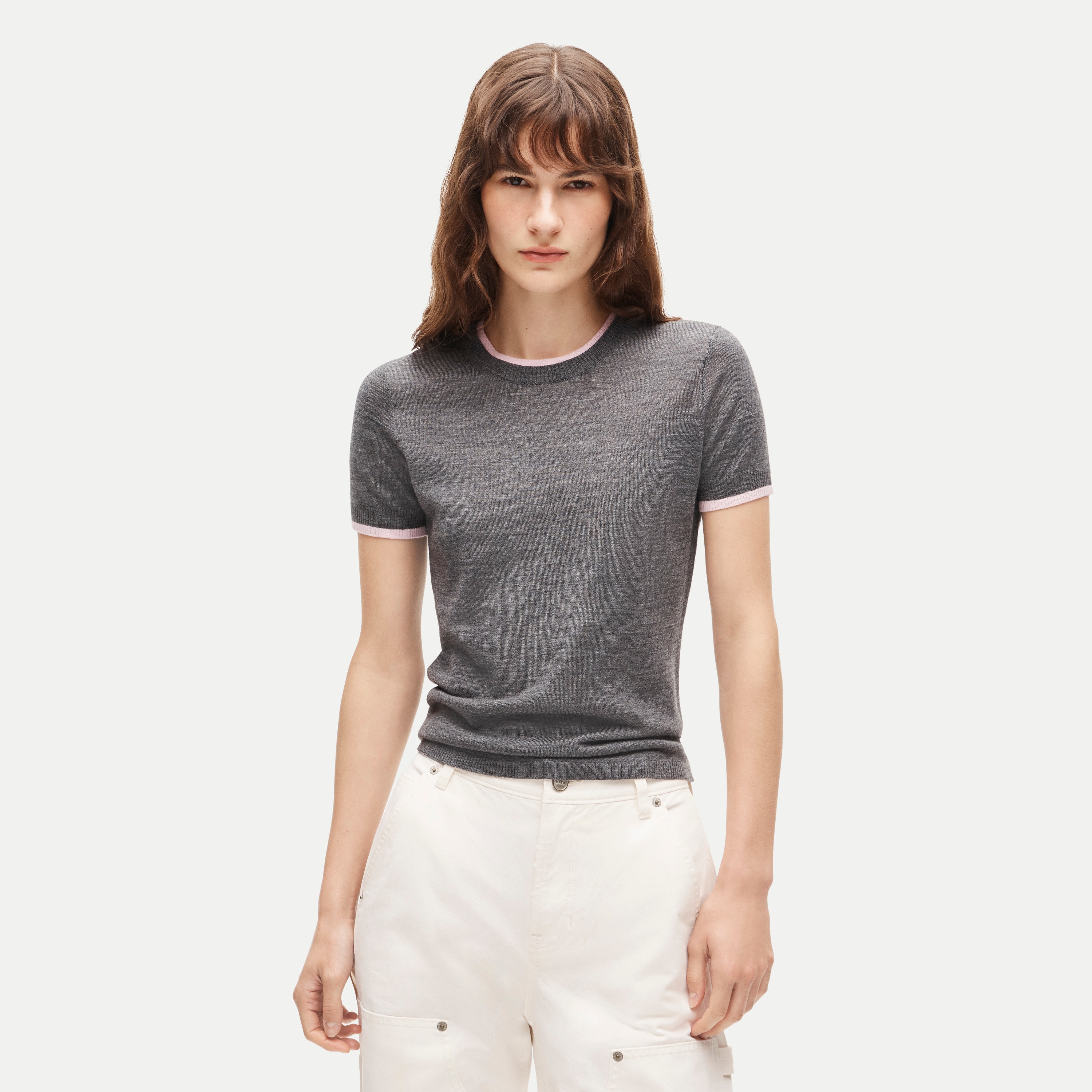 Sweater-tee In Contrast-trim Merino Wool For Women | J.Crew