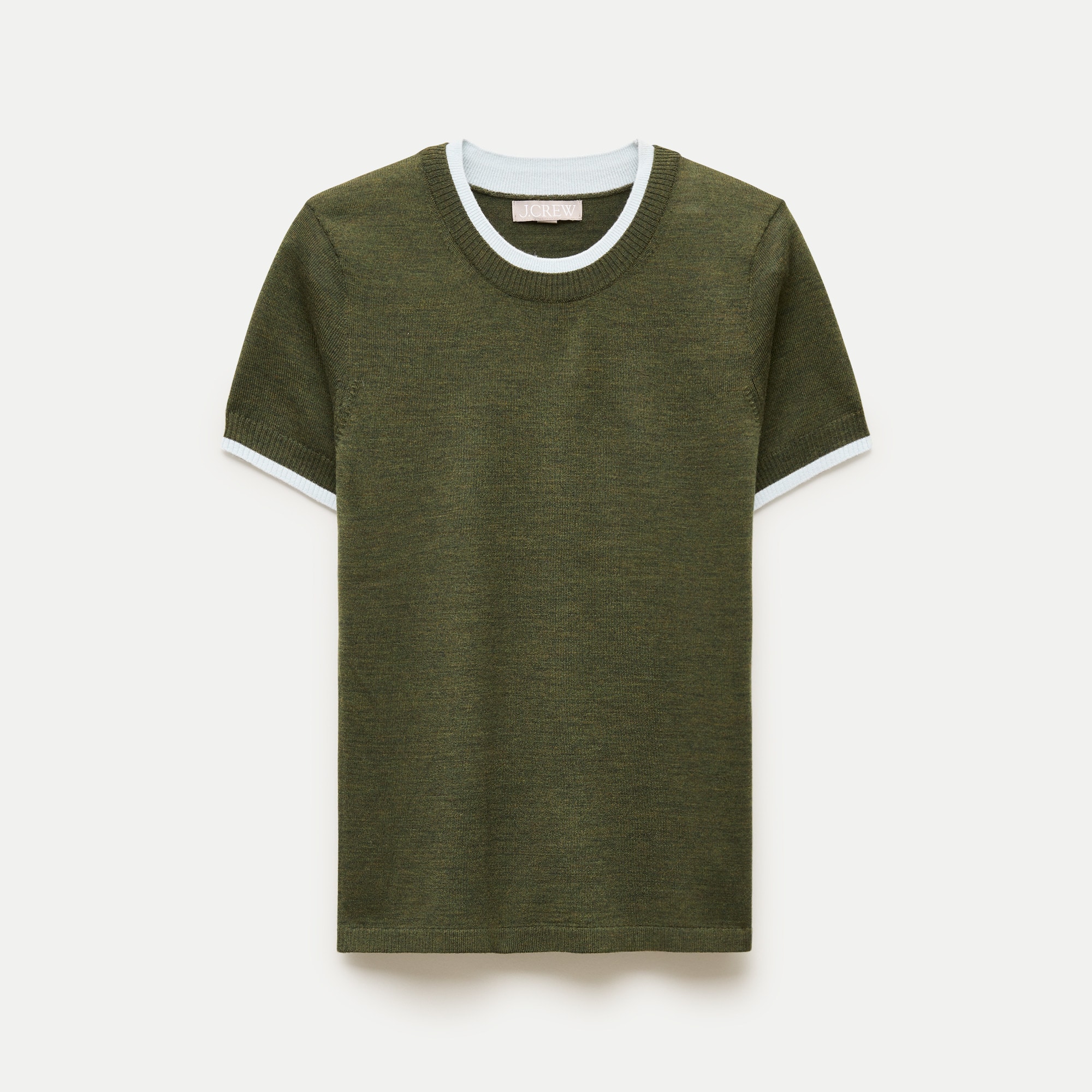 Sweater-tee in contrast-trim merino wool