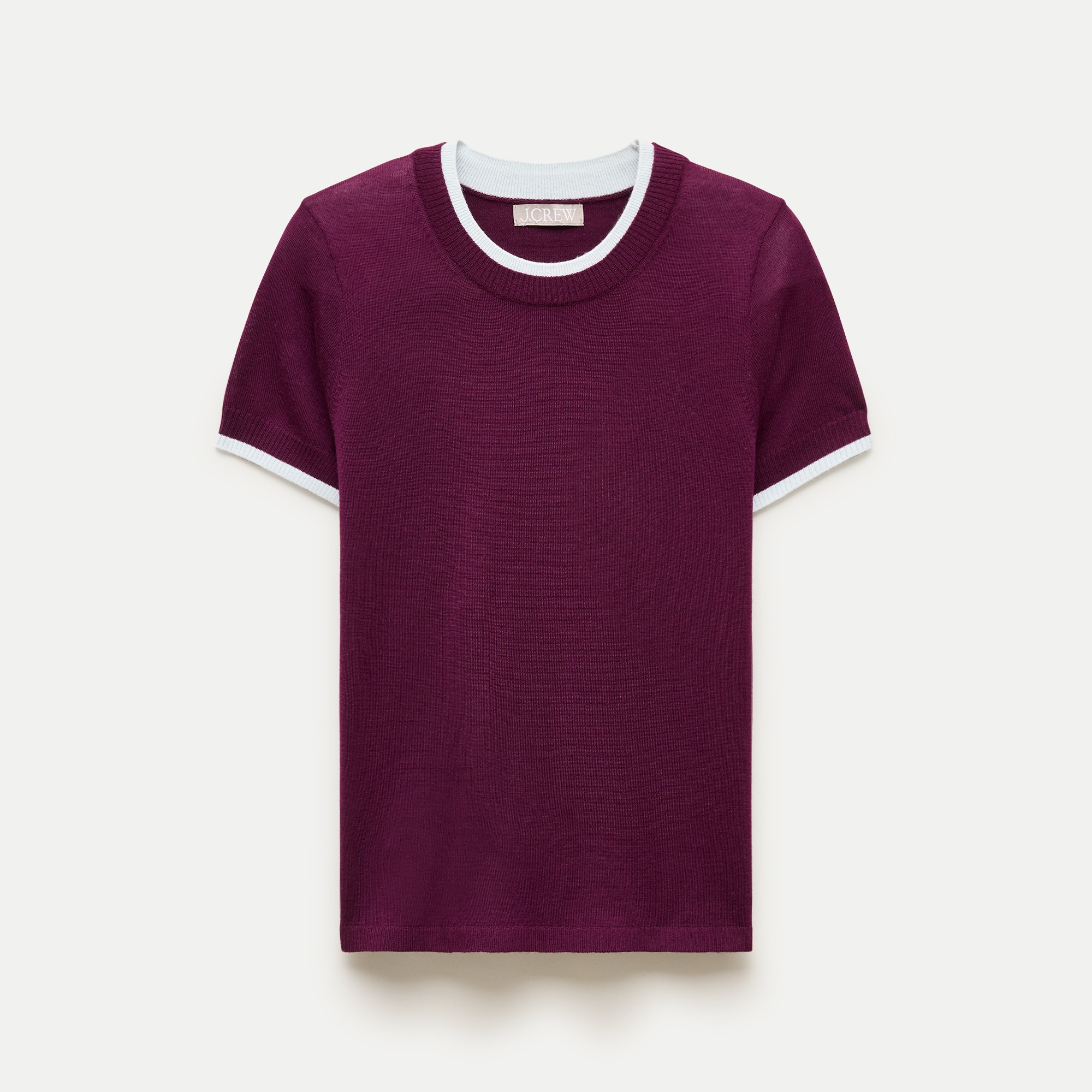 Sweater-tee in contrast-trim merino wool