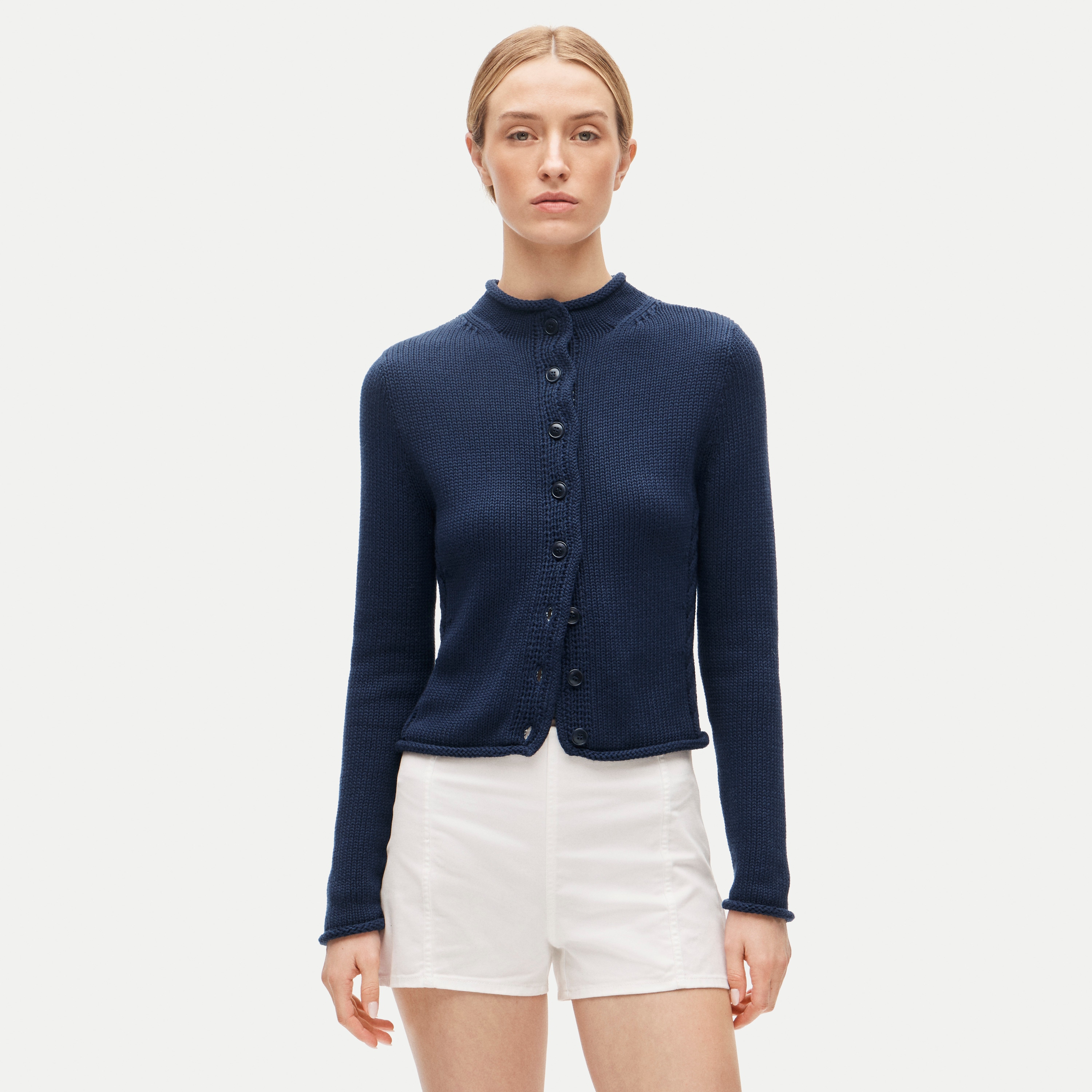 Rollneck™ reversible cardigan