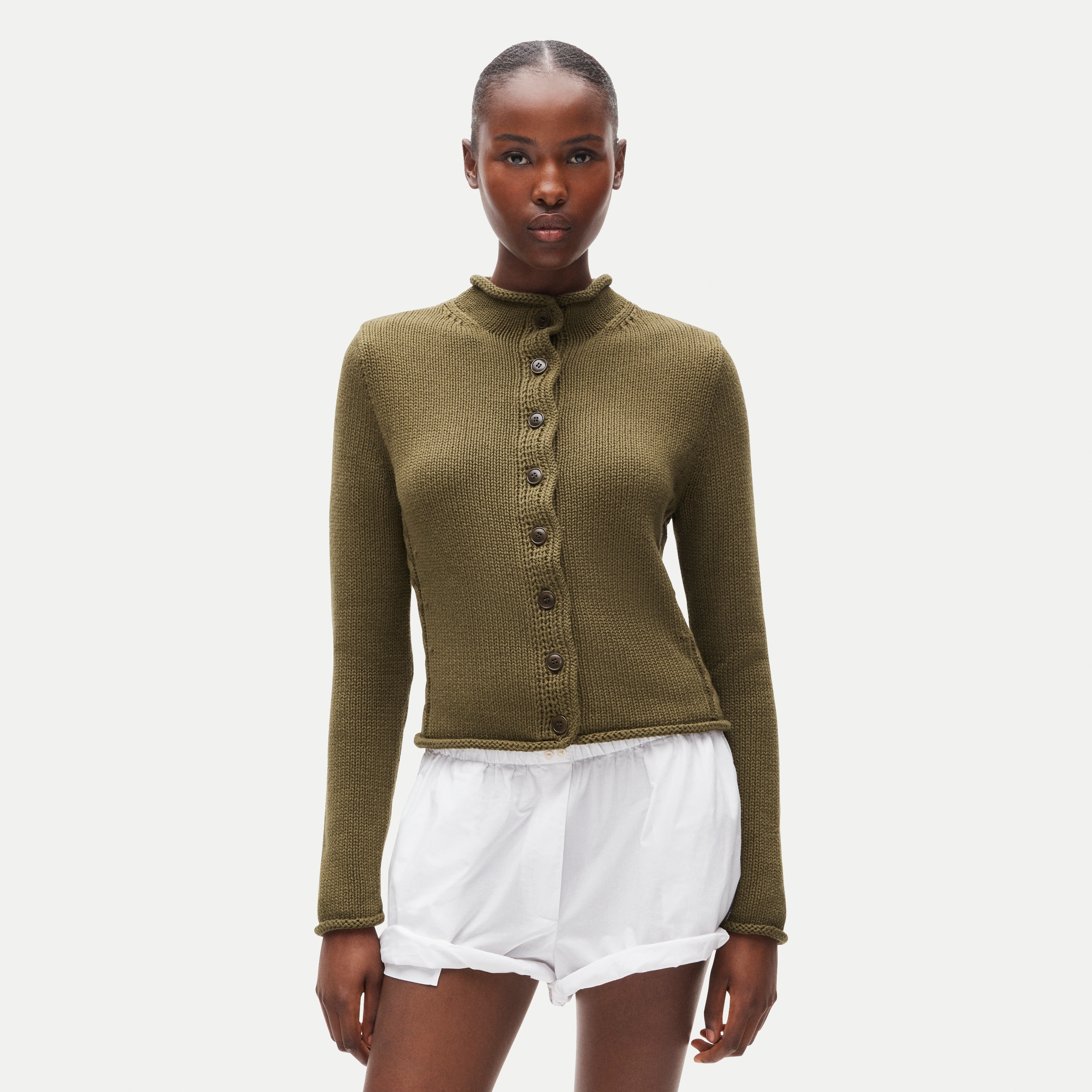 Rollneck&trade; reversible cardigan