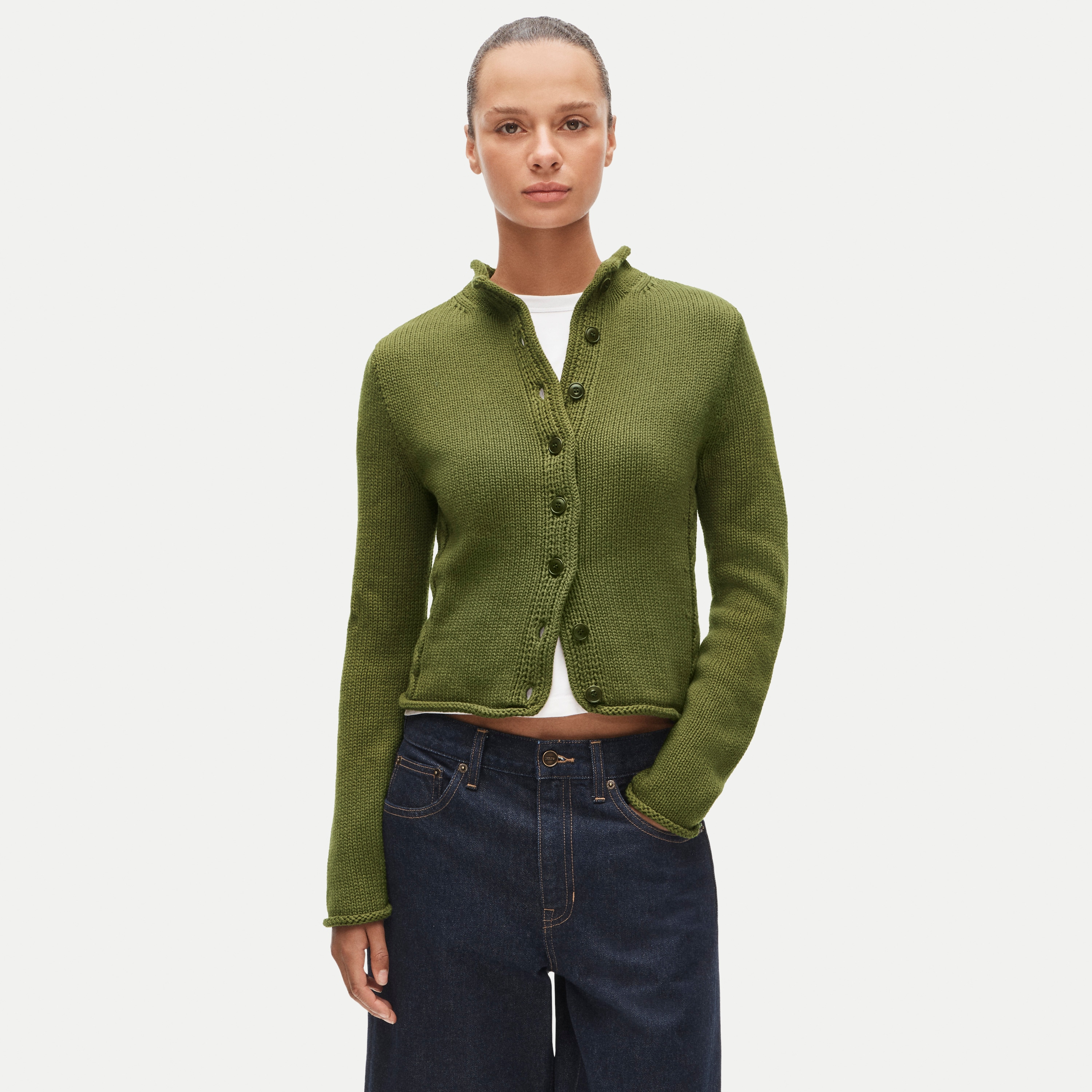 Rollneck™ reversible cardigan
