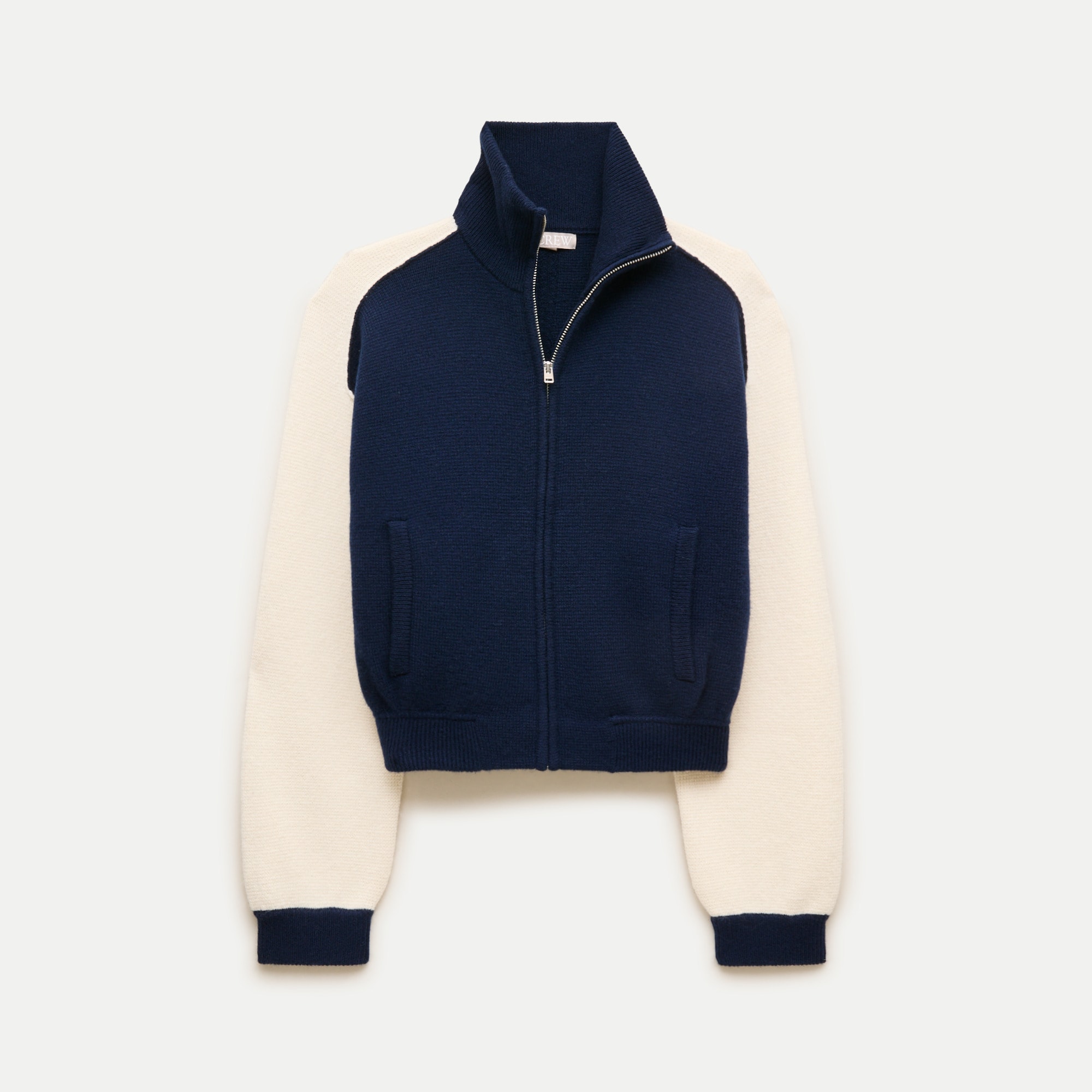 Bomber sweater-jacket in colorblock vintage wool