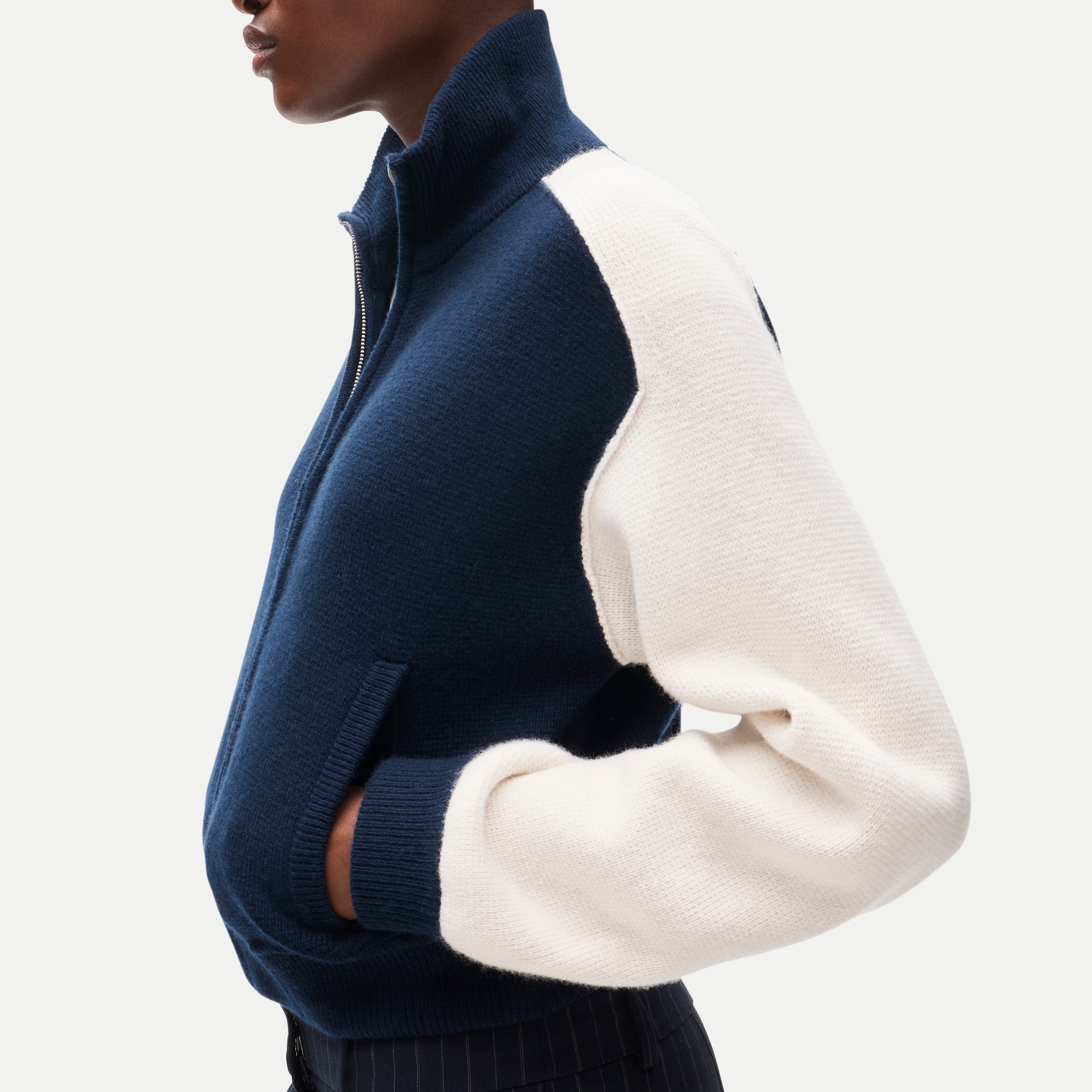 Bomber Sweater-jacket In Colorblock Vintage Wool For Women | J.Crew