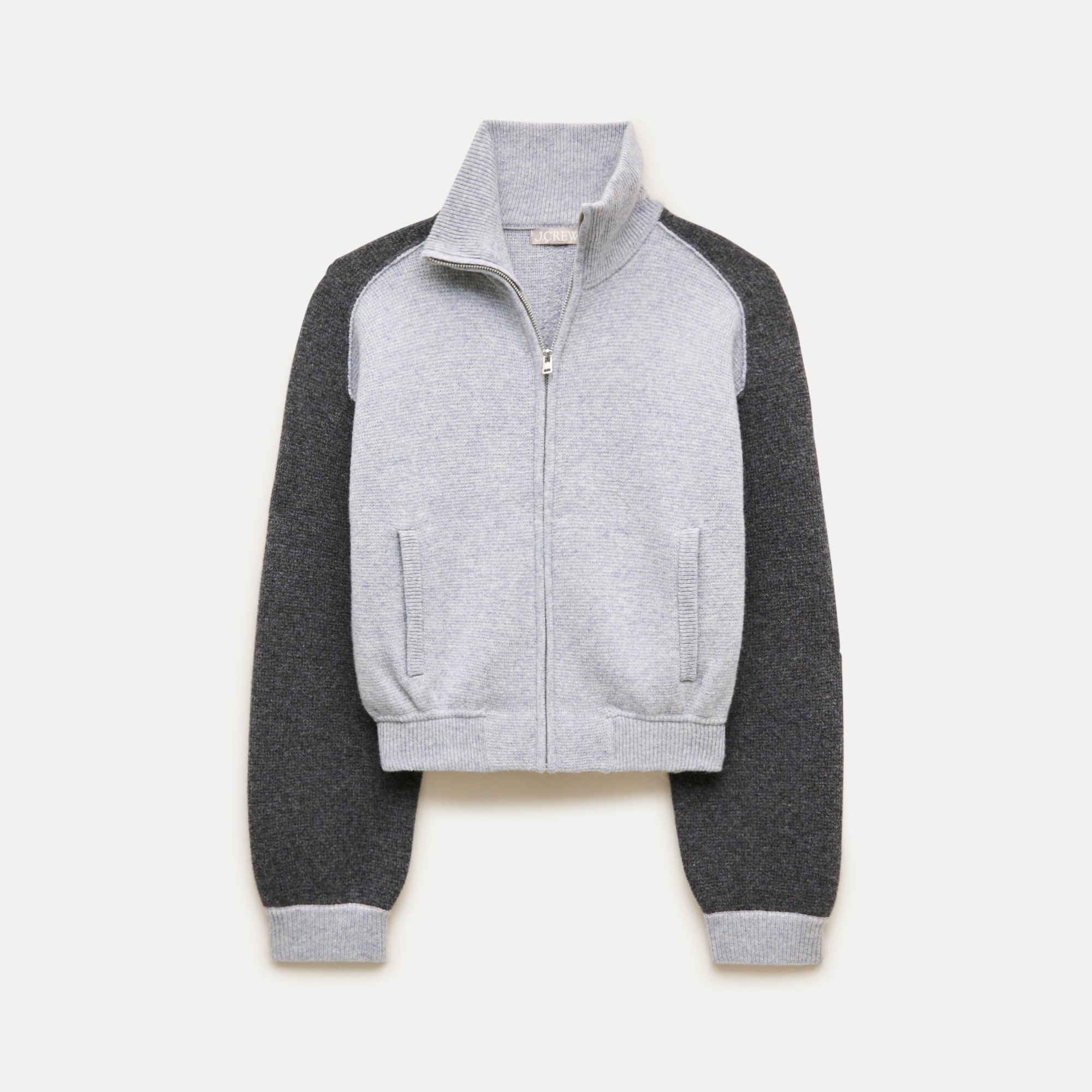 Bomber sweater-jacket in colorblock vintage wool