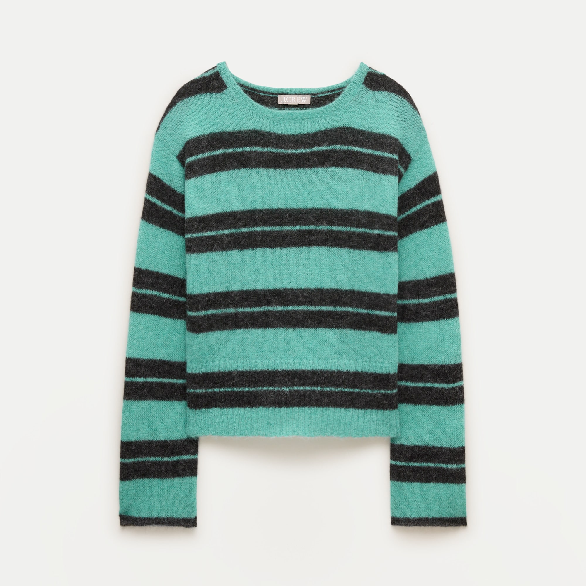 High rib pullover sweater in striped Italian yarn