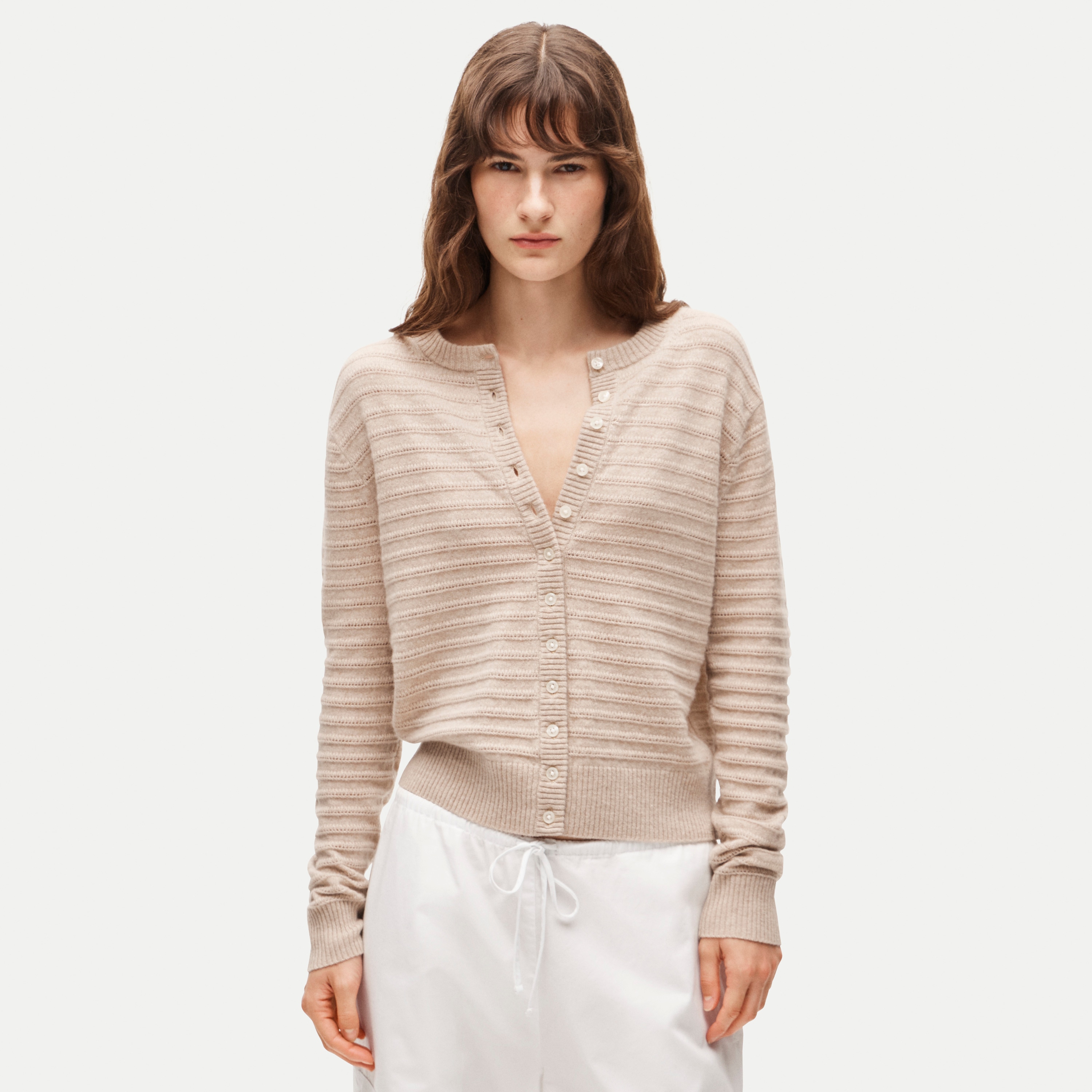 Perfect cashmere cardigan in pointelle
