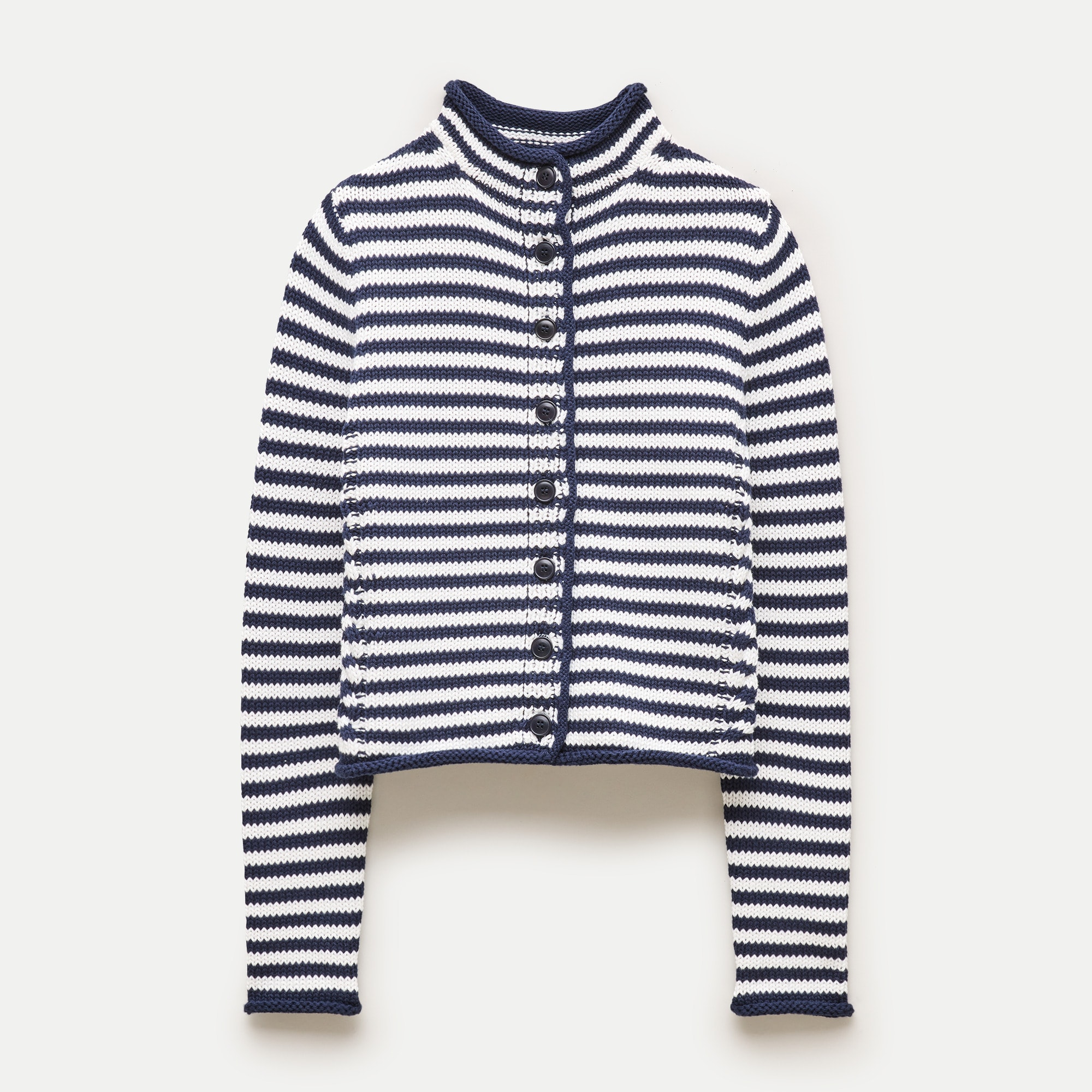 Rollneck™ reversible cardigan in stripe