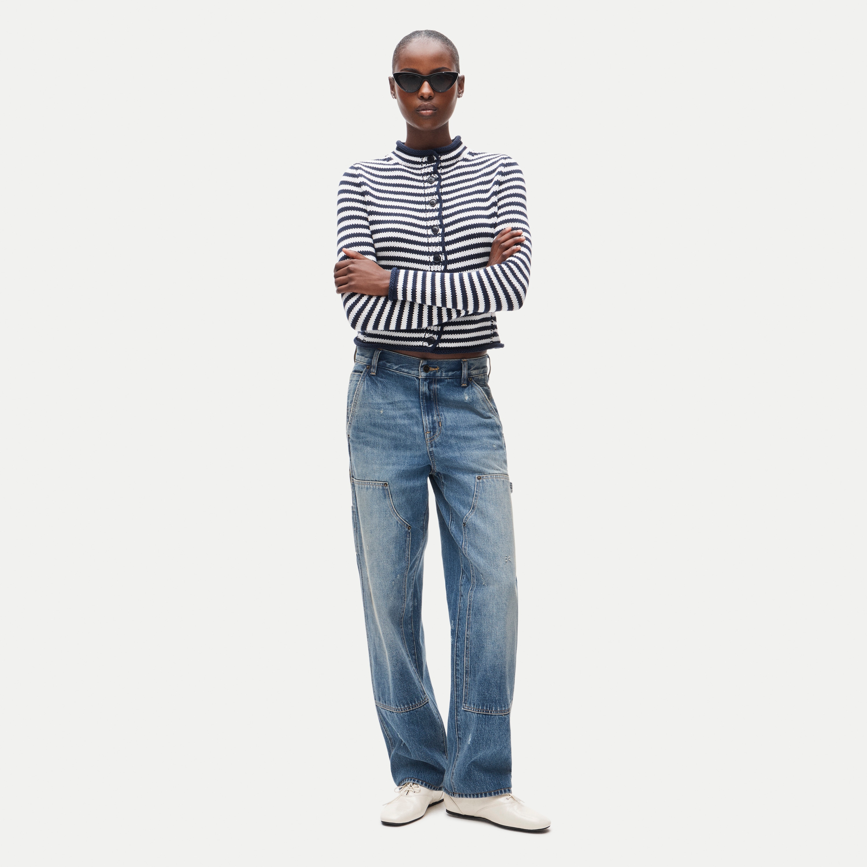 Rollneck&trade; reversible cardigan in stripe - thumbnail 4