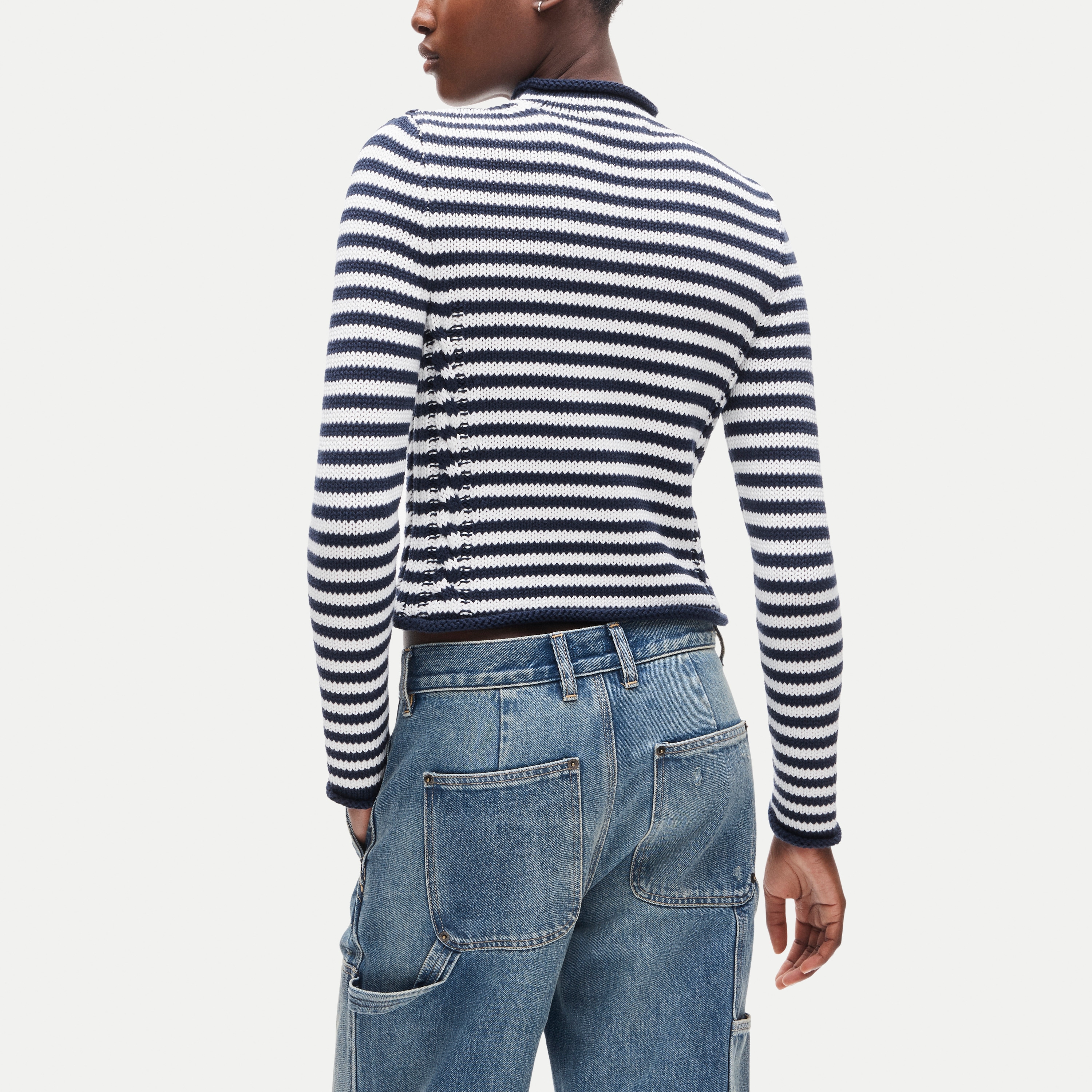 Rollneck™ reversible cardigan in stripe