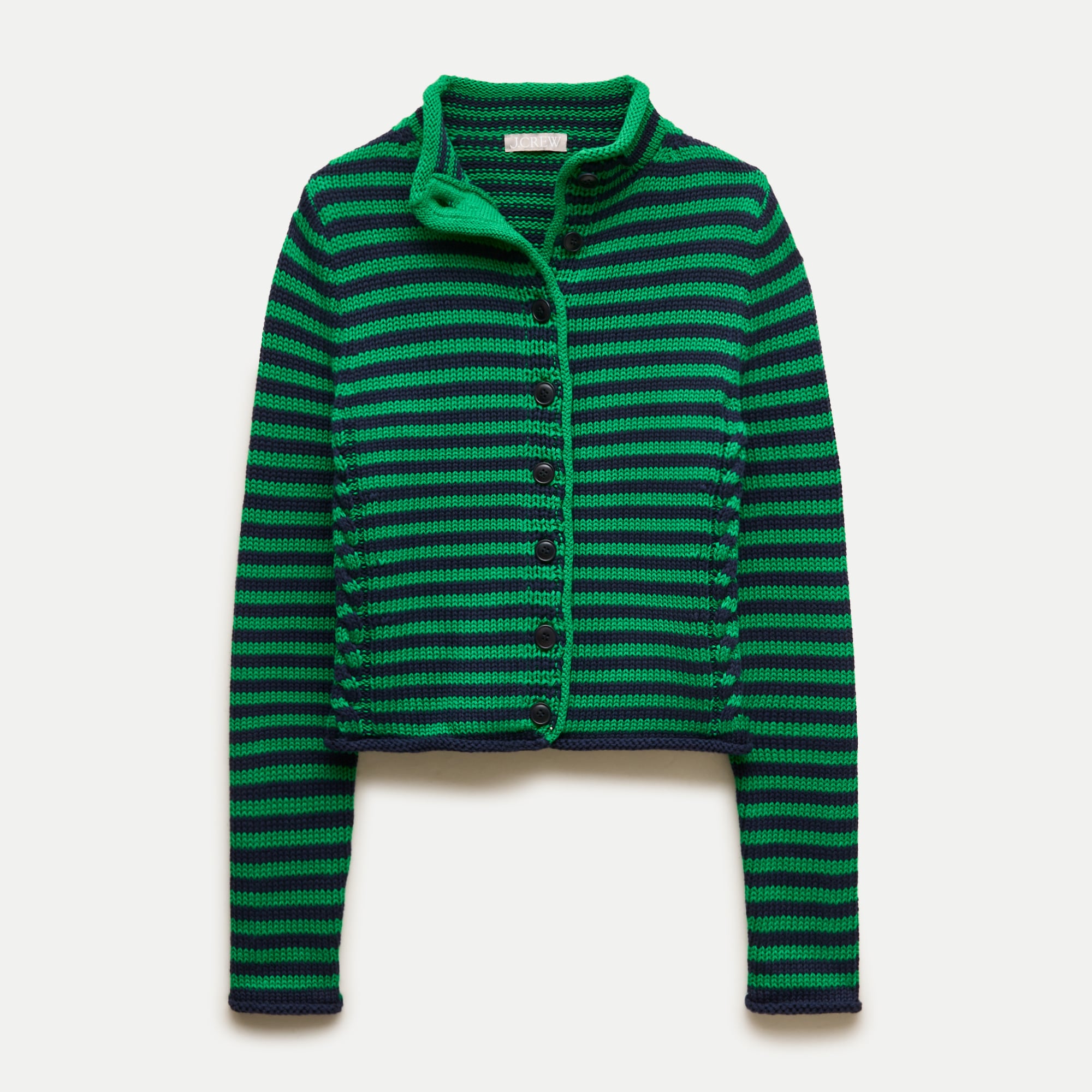 Rollneck™ reversible cardigan in stripe