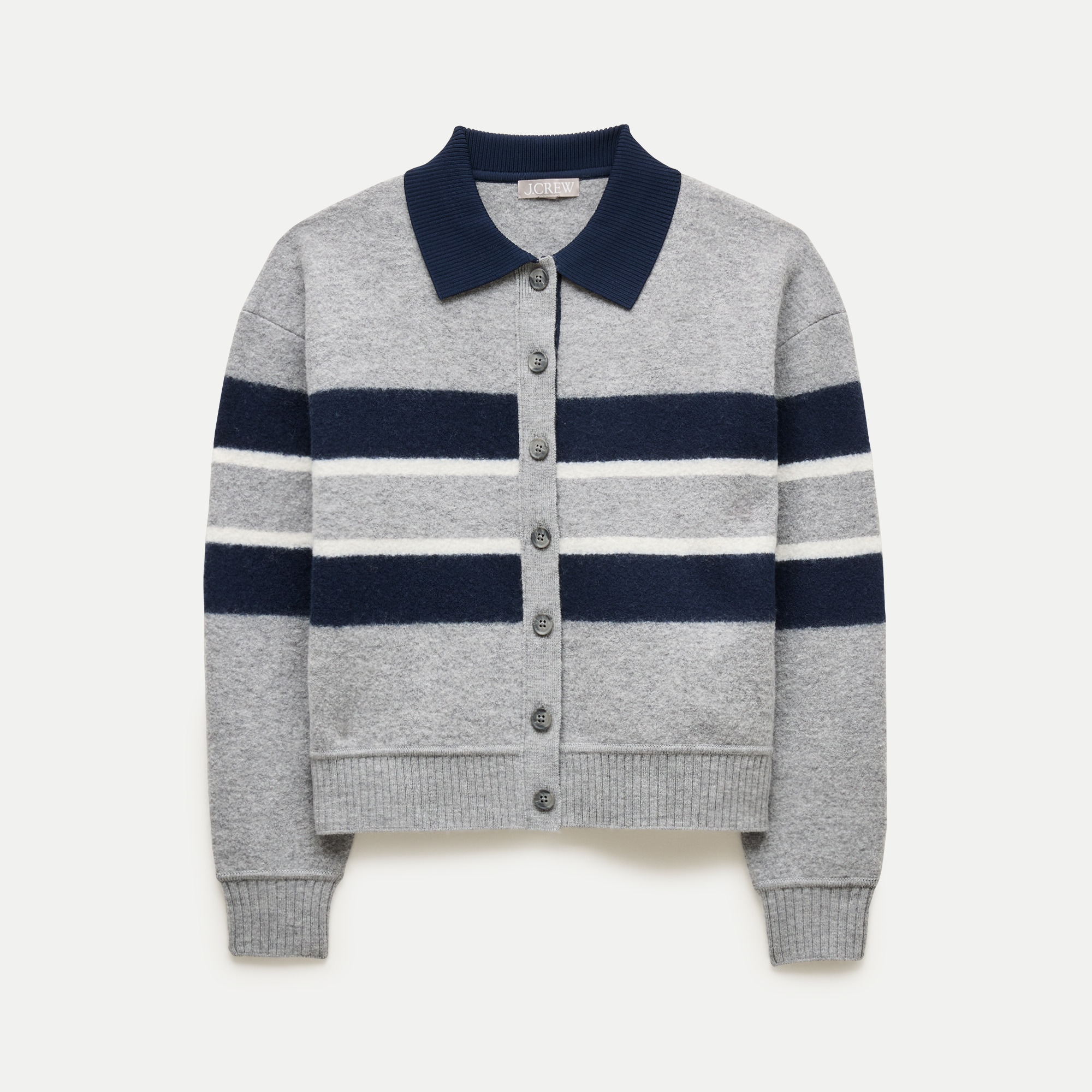 Rugby sweater-jacket in boiled merino wool