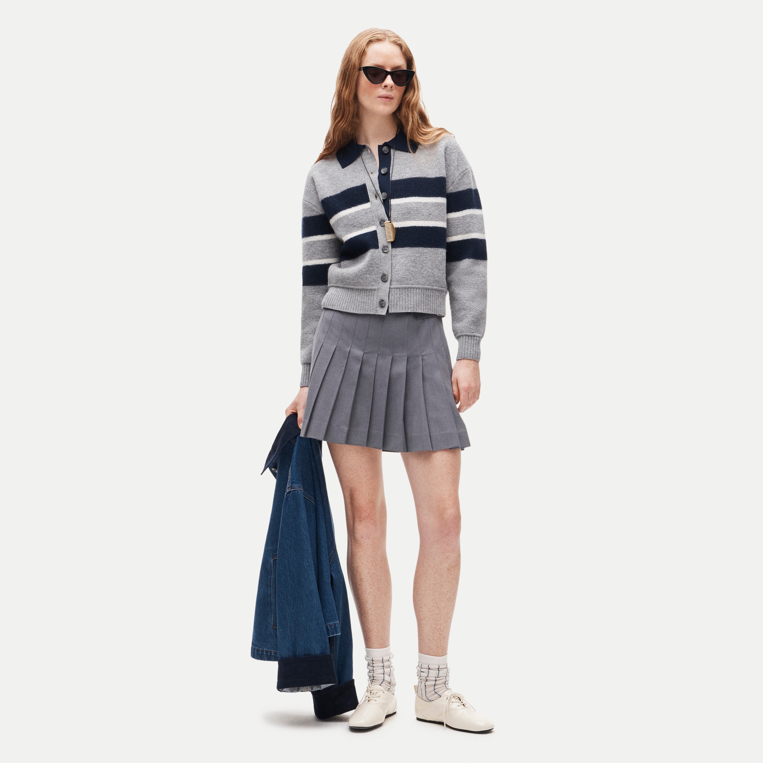 Rugby sweater-jacket in boiled merino wool