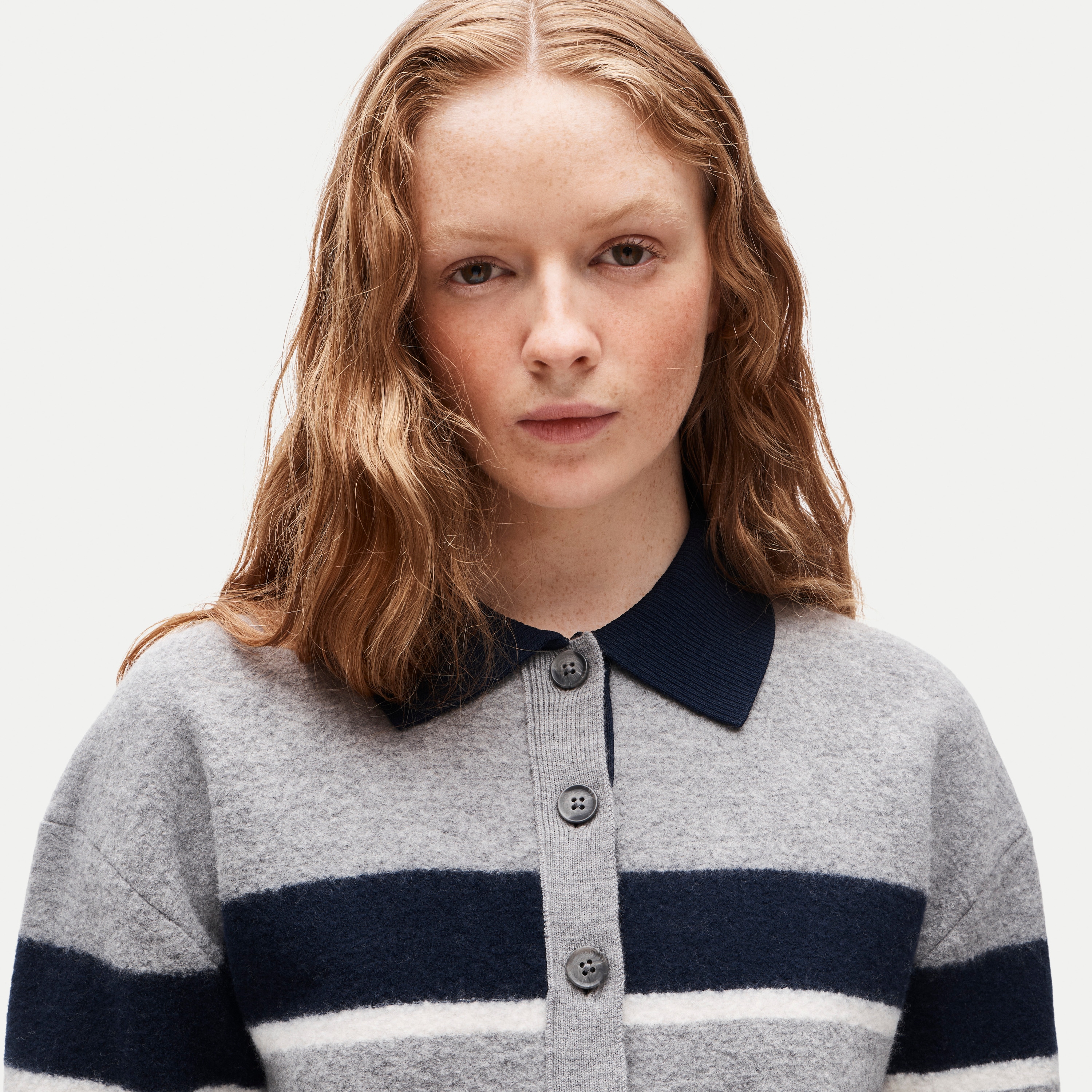 Rugby sweater-jacket in boiled merino wool