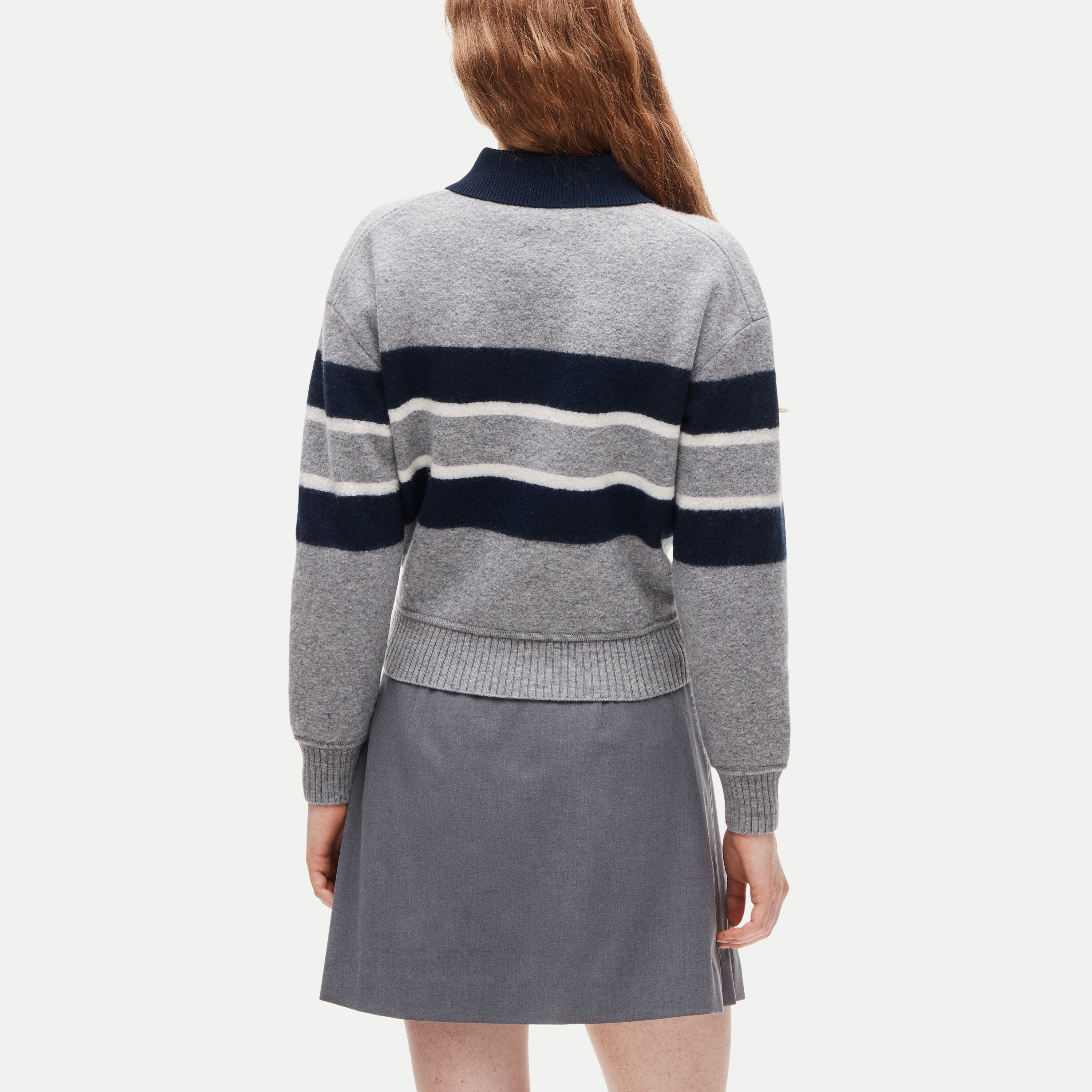 Rugby sweater-jacket in boiled merino wool