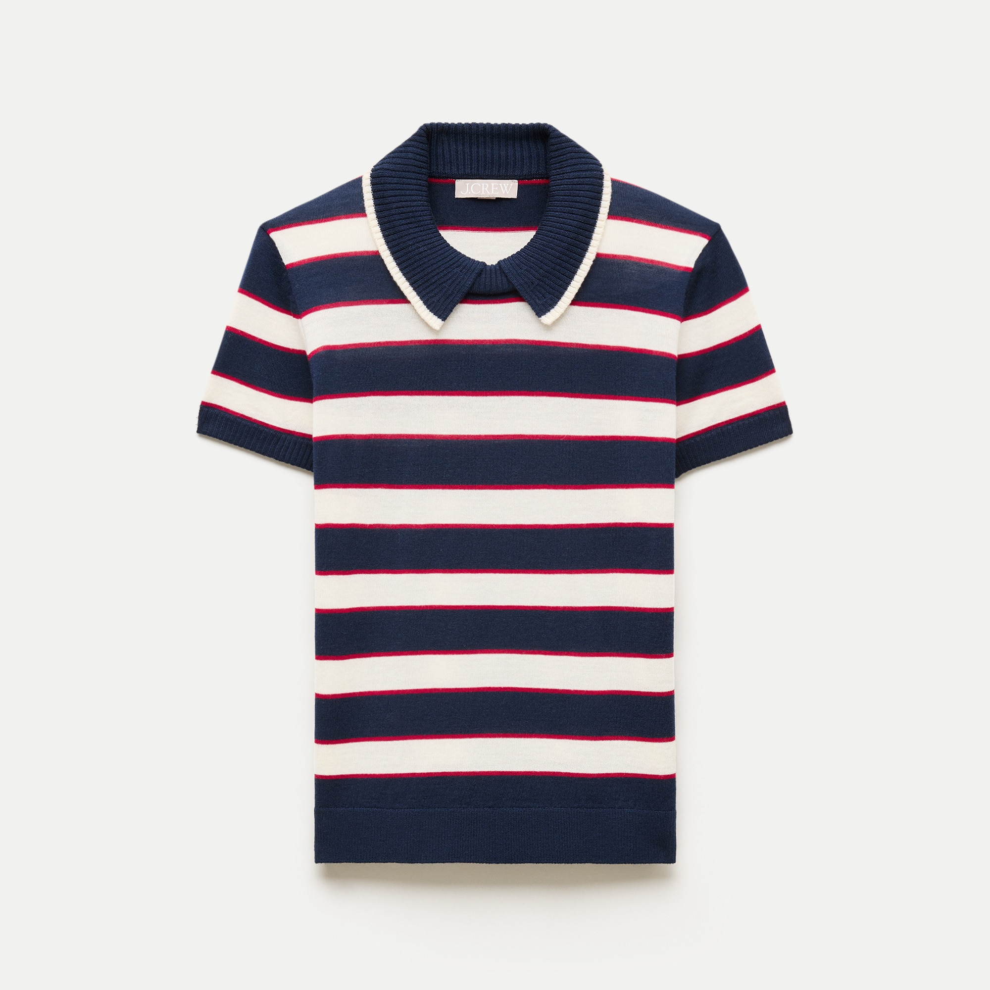 Sweater-polo in striped merino wool