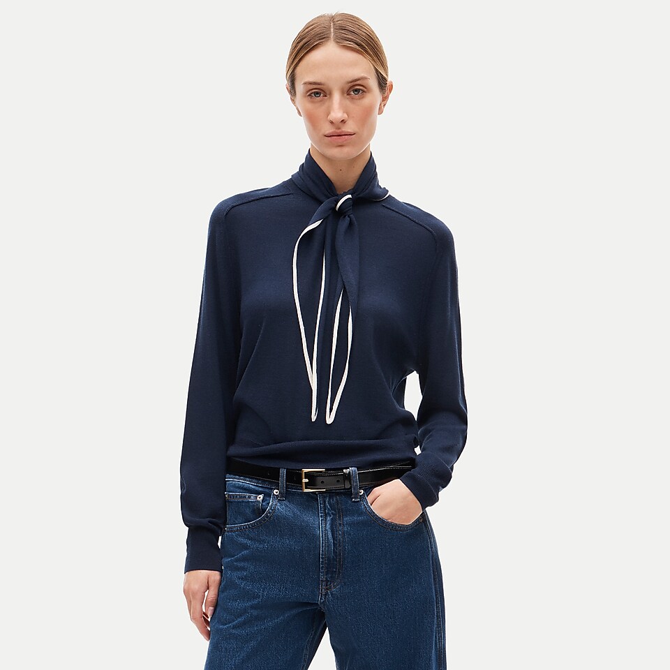 Tipped scarf sweater in merino wool blend by J.Crew