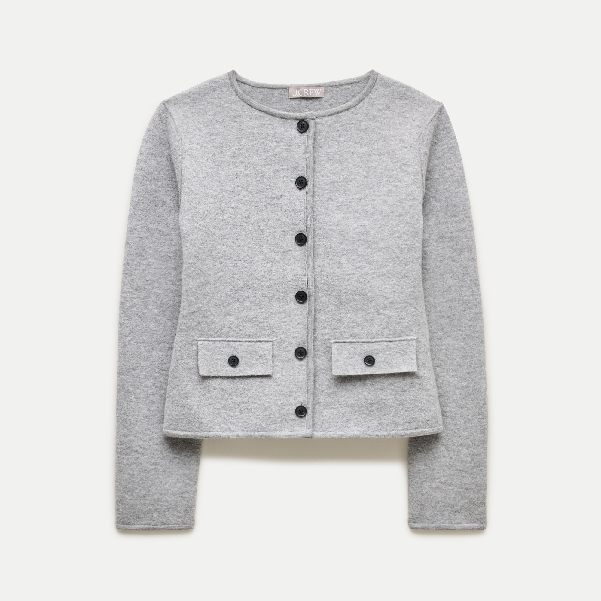 Boatneck sweater-jacket in boiled merino wool
