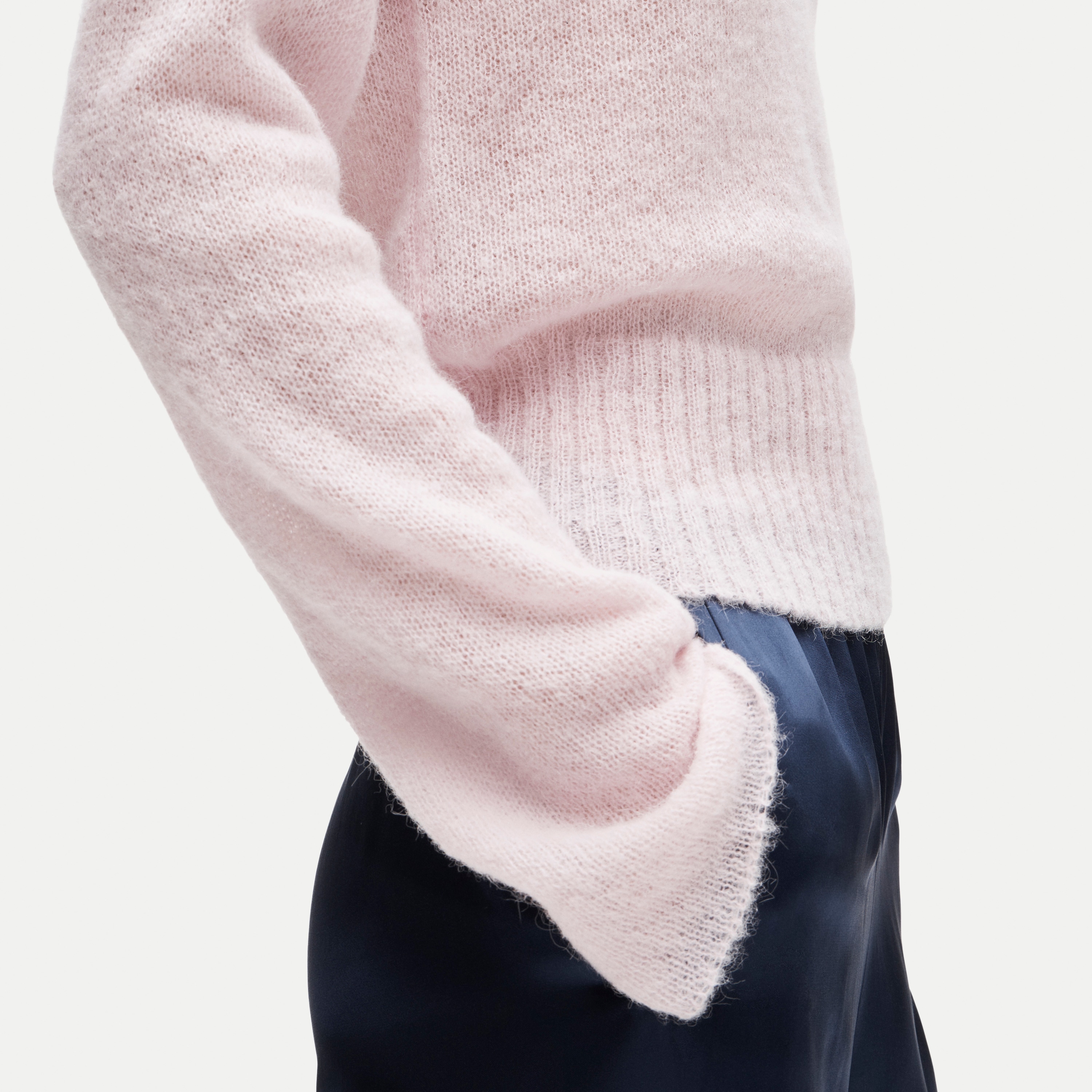 High rib pullover sweater in Italian yarn