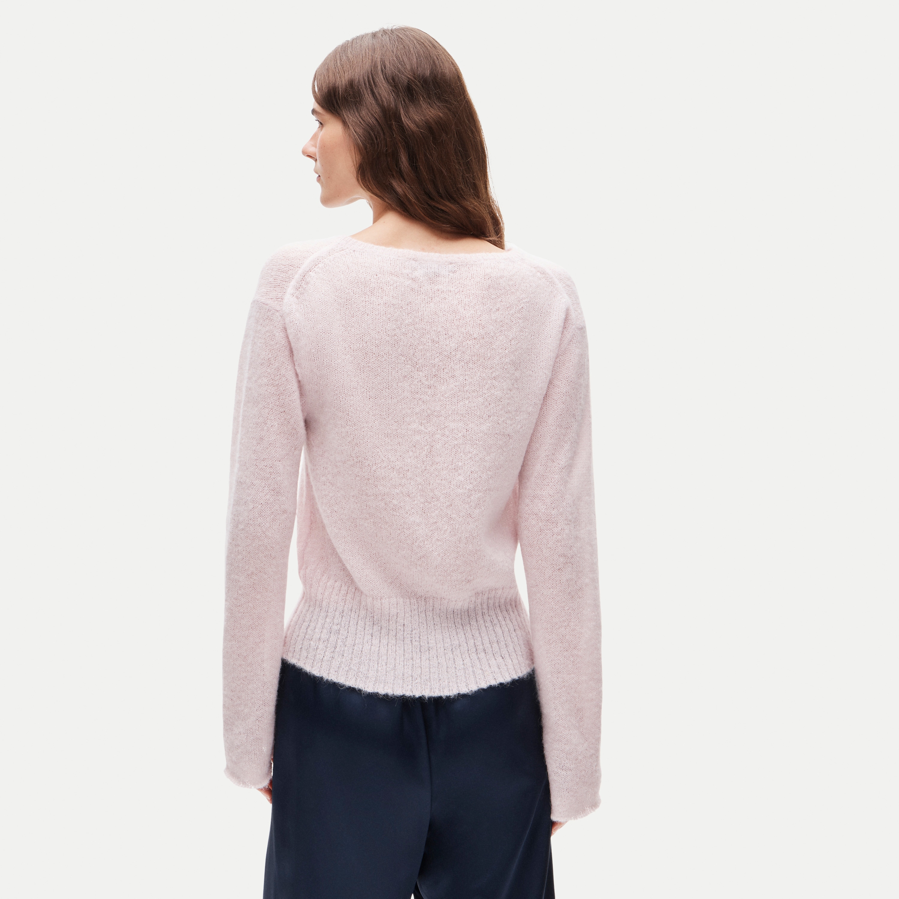 High rib pullover sweater in Italian yarn