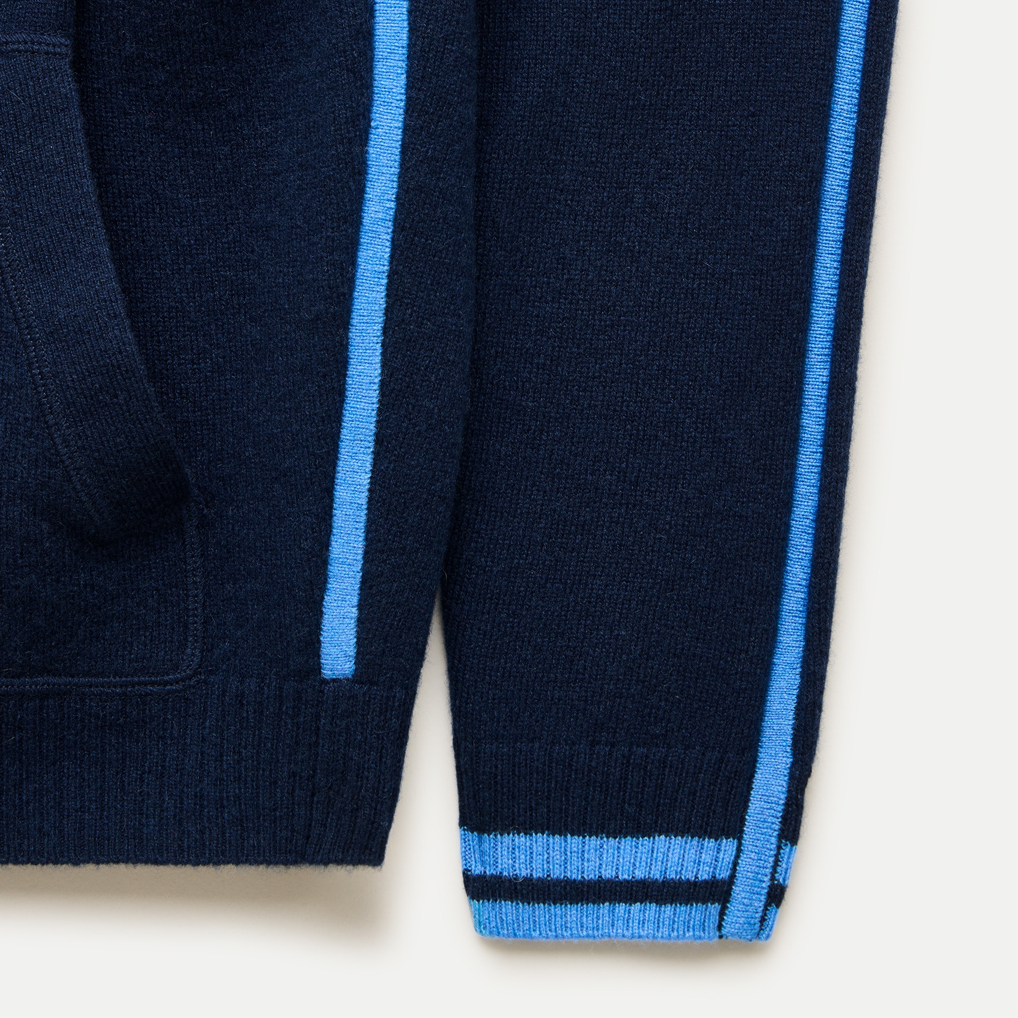 Cashmere full-zip hoodie with tipping
