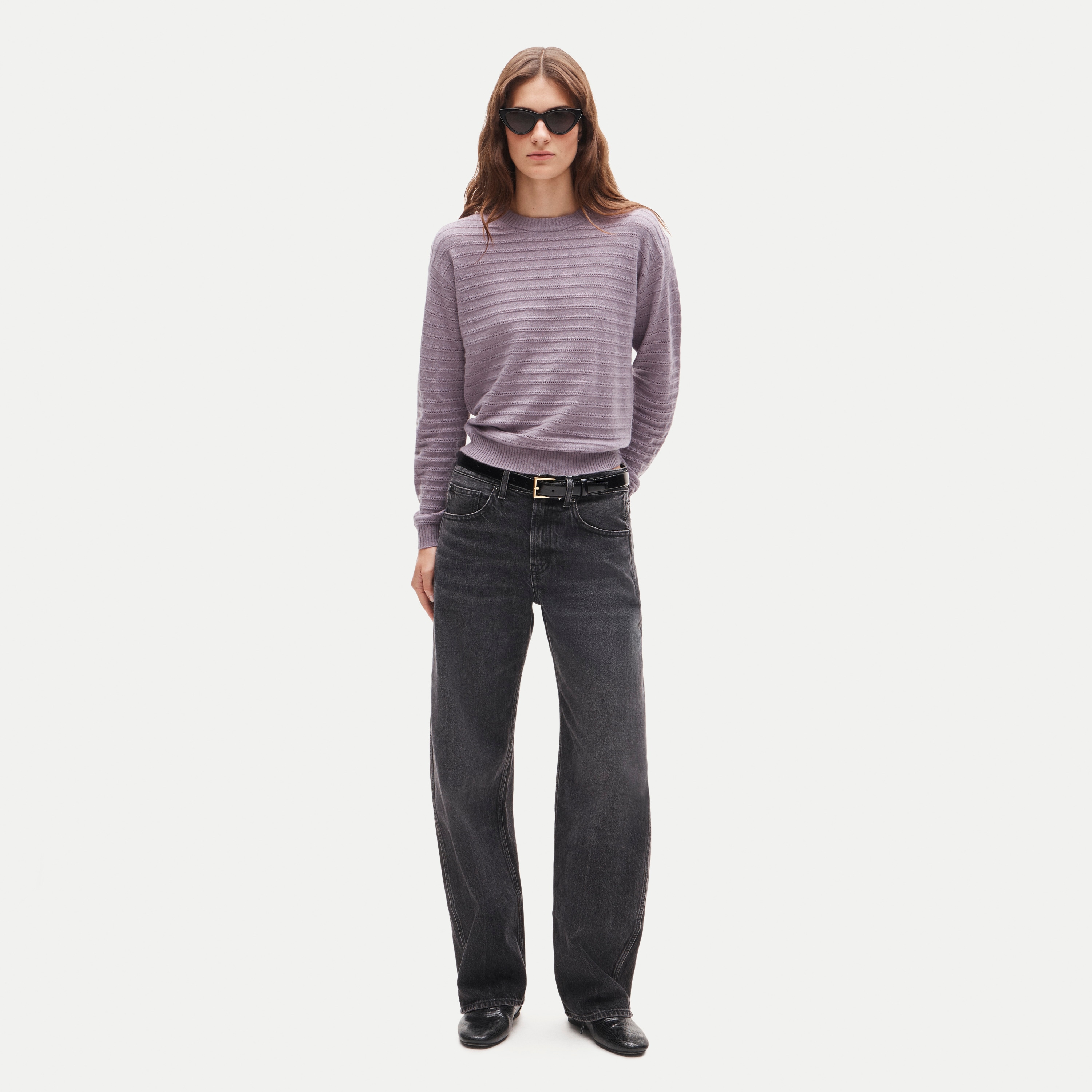 Perfect cashmere crewneck in pointelle stitch - thumbnail 4