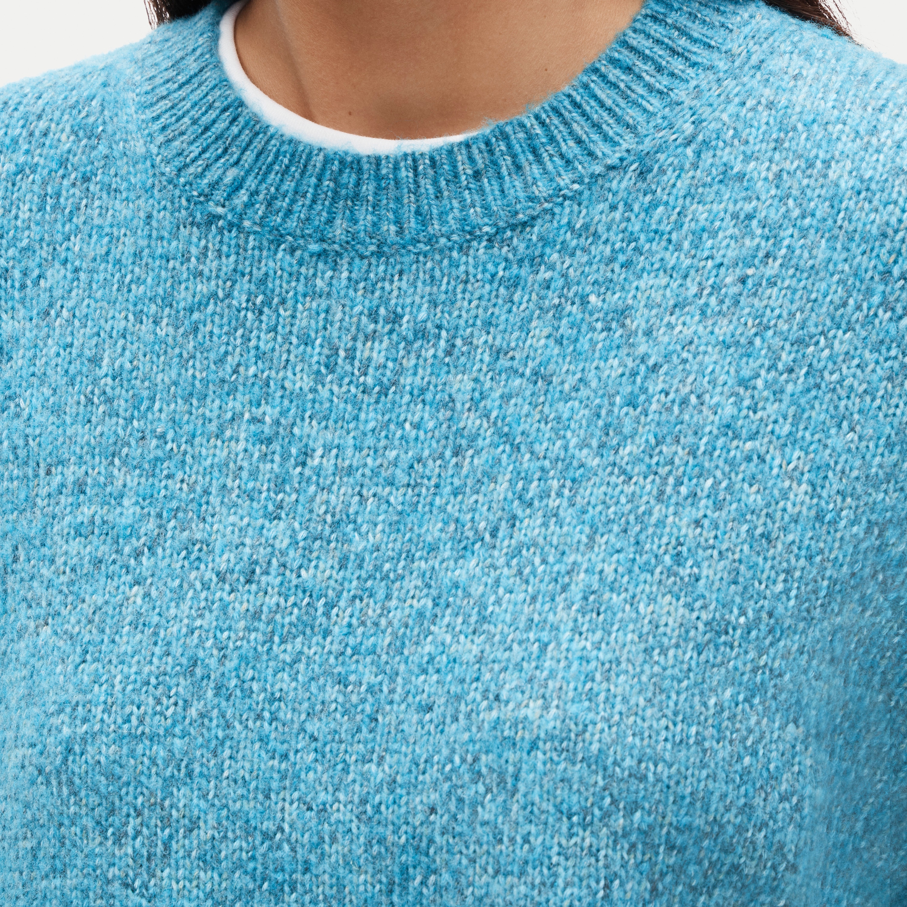 Oversized crewneck sweater in heather Italian yarn