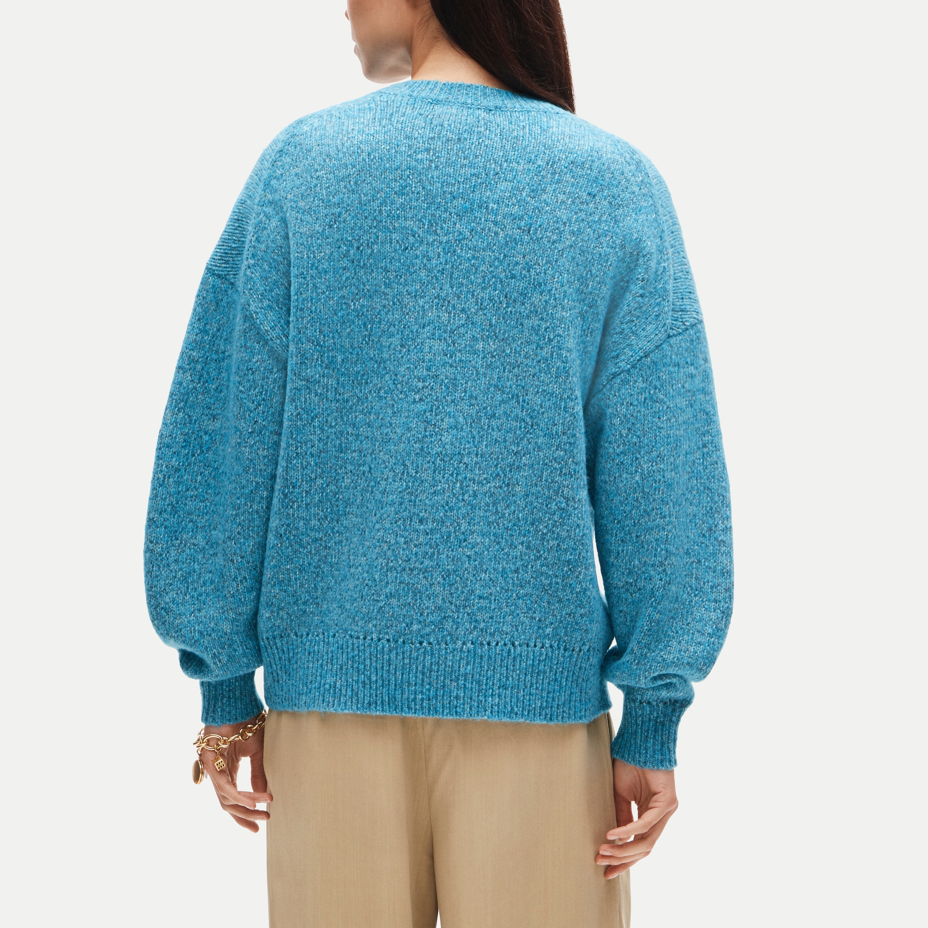 Oversized crewneck sweater in heather Italian yarn