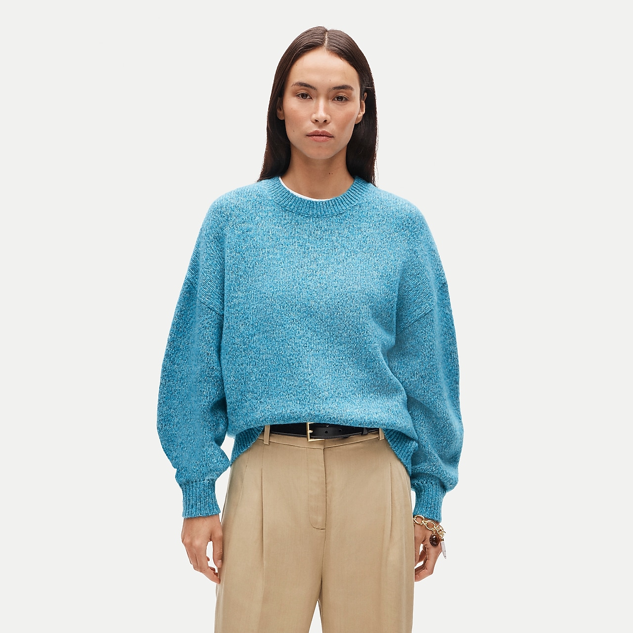 Oversized crewneck sweater in heather Italian yarn by J.Crew