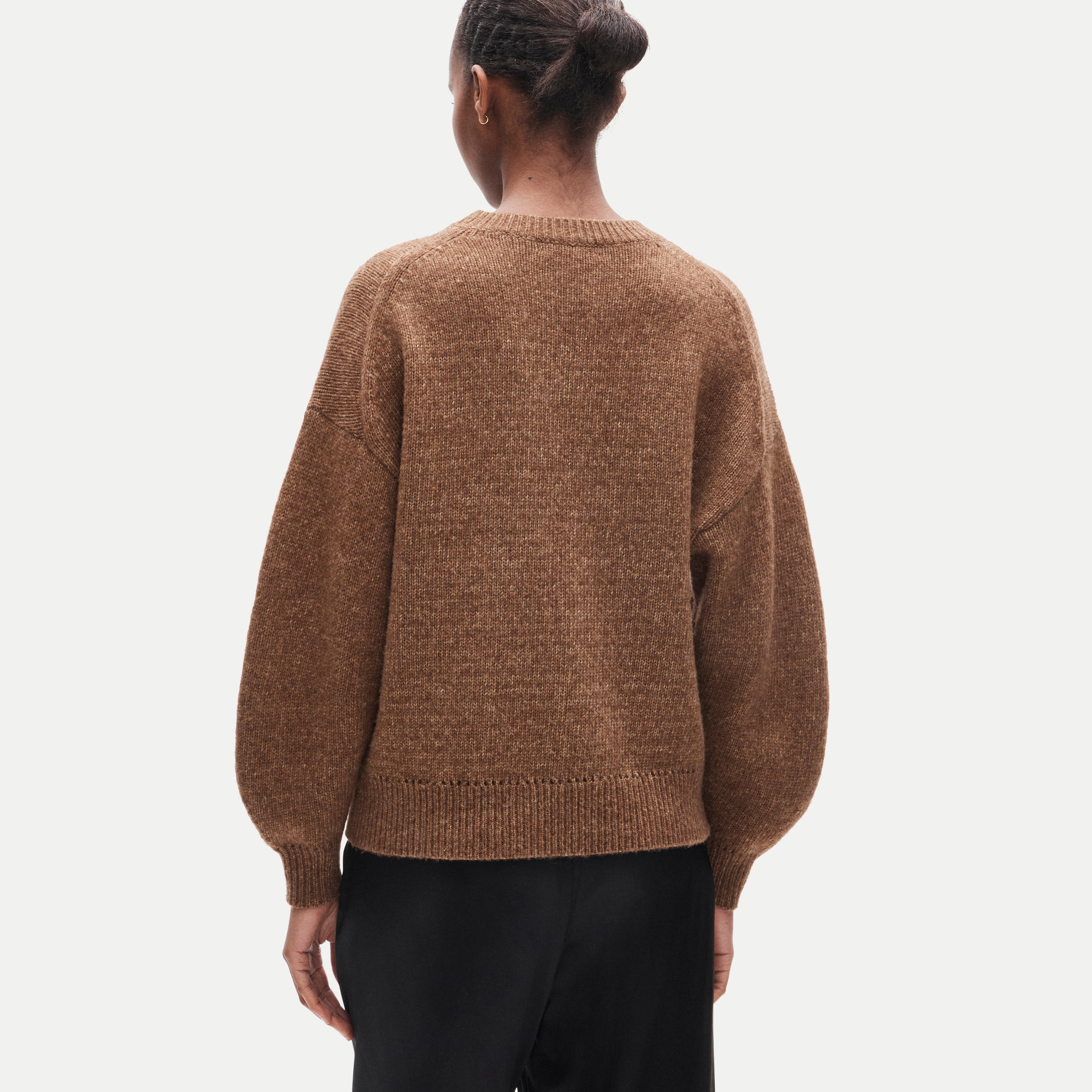 Oversized crewneck sweater in heather Italian yarn