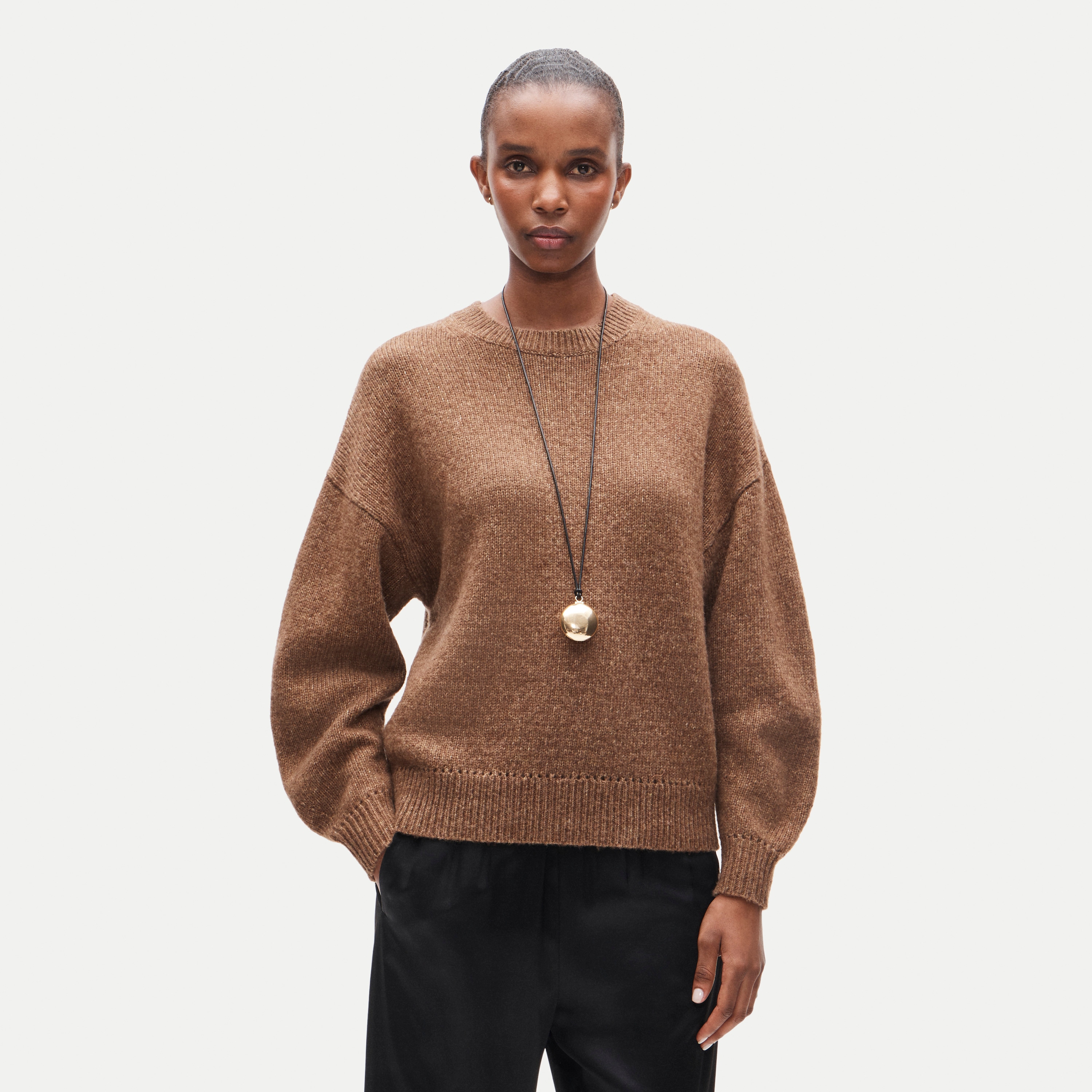 Oversized crewneck sweater in heather Italian yarn