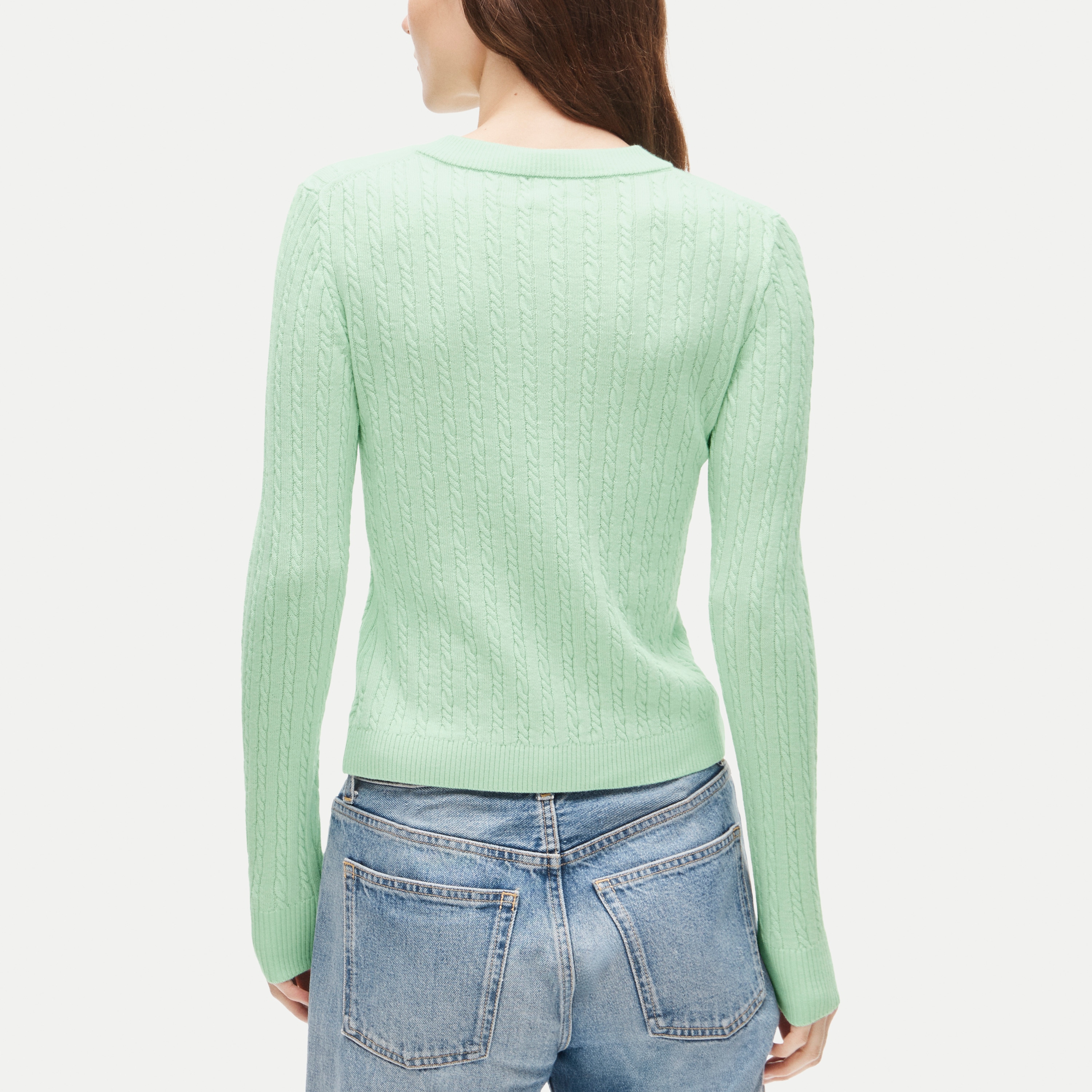 Cable-knit cardigan in merino wool blend