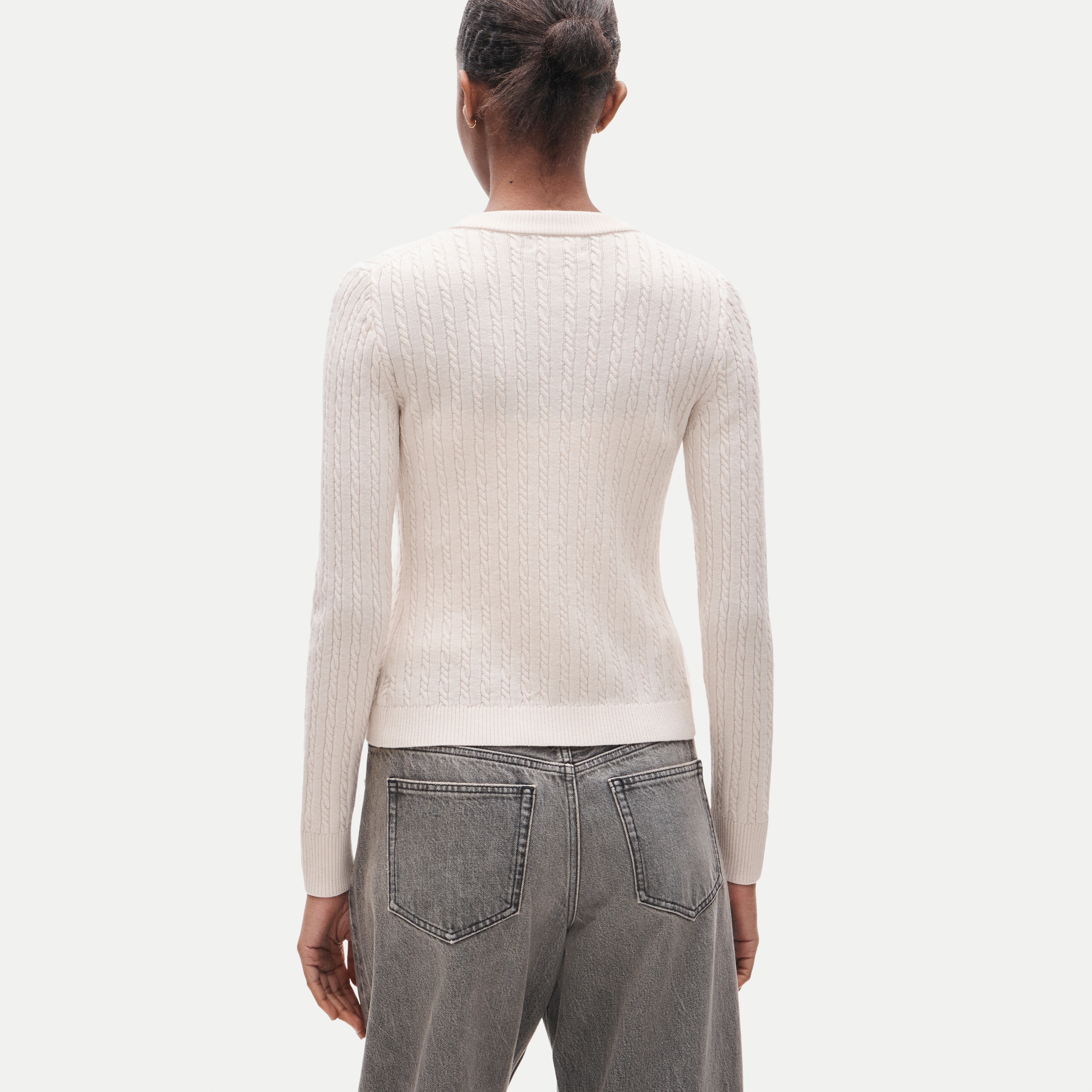 Cable-knit cardigan in merino wool blend
