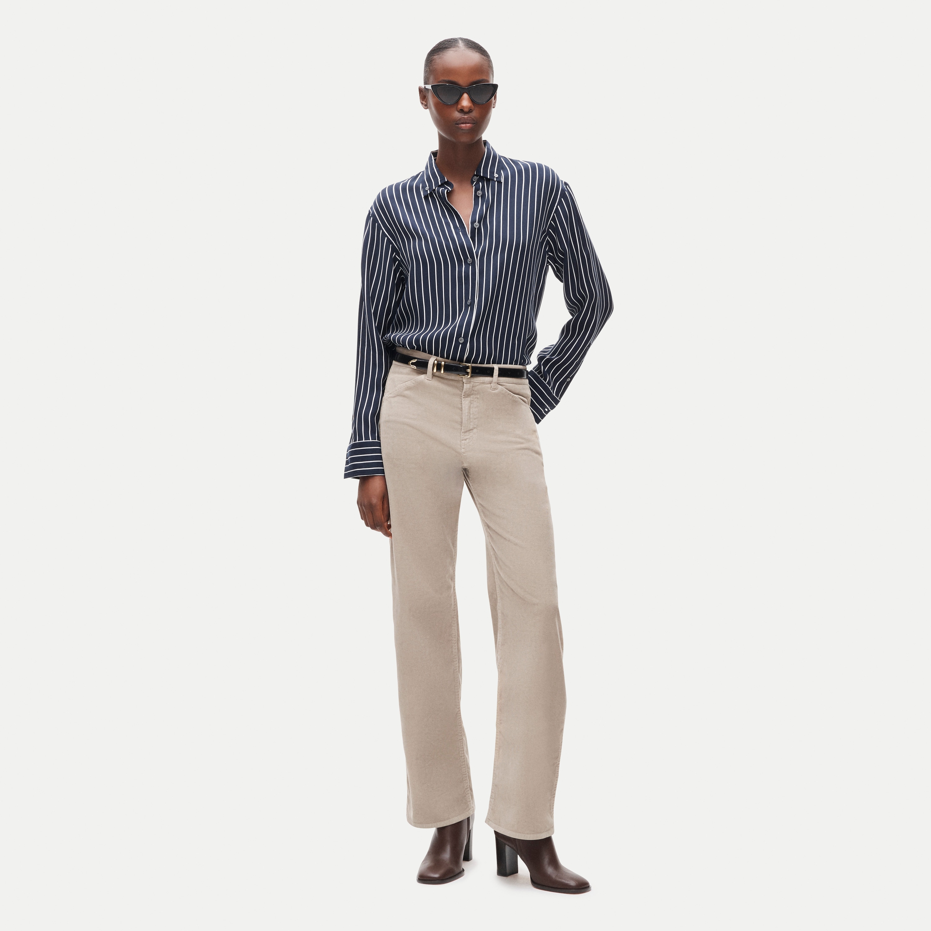 Esme button-up shirt in striped cupro blend