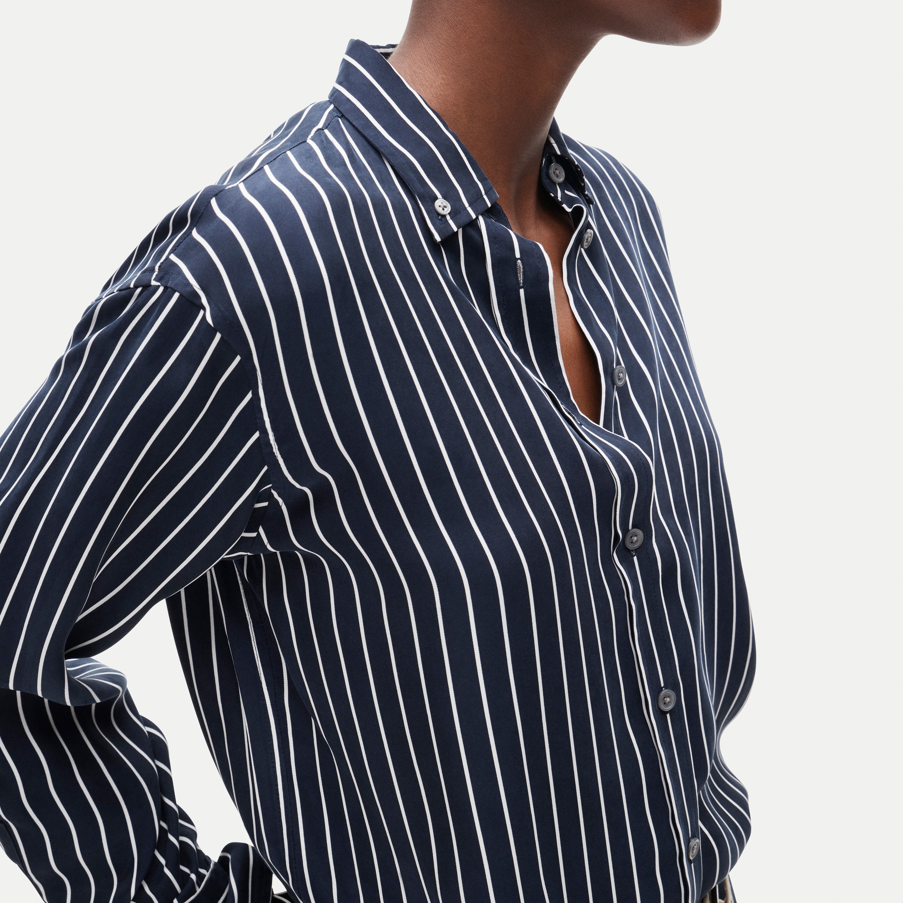Esme button-up shirt in striped cupro blend