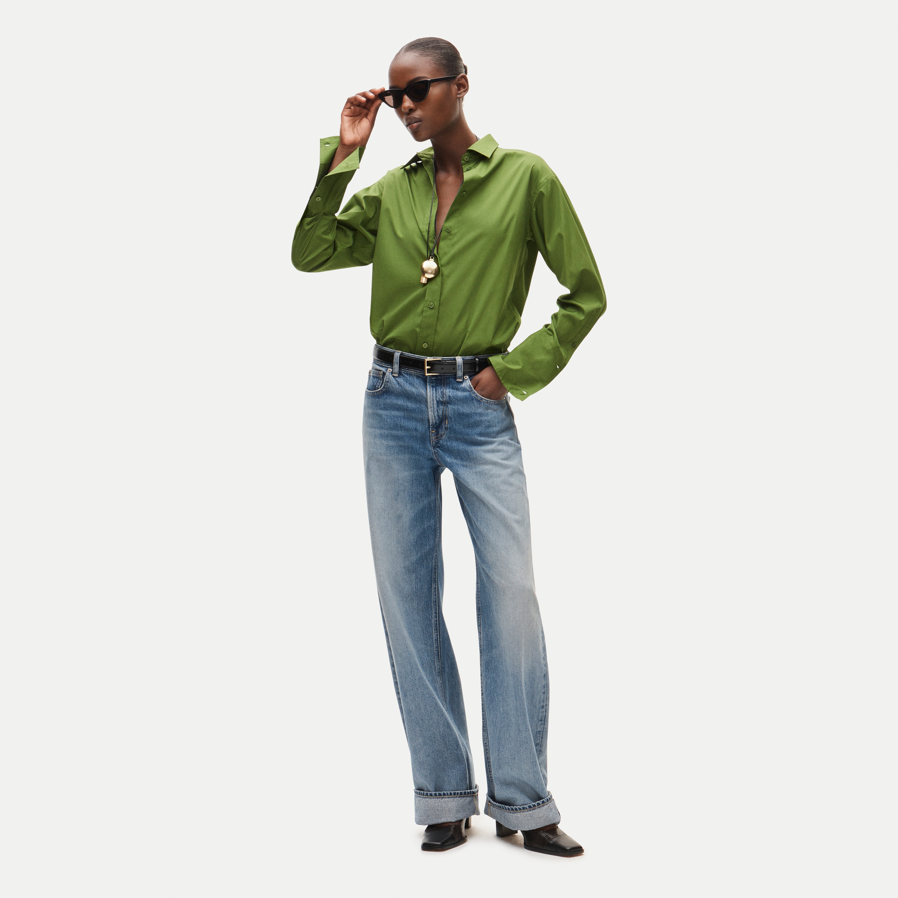 Esme Relaxed-fit Button-up Shirt In Greenwich Poplin For Women | J