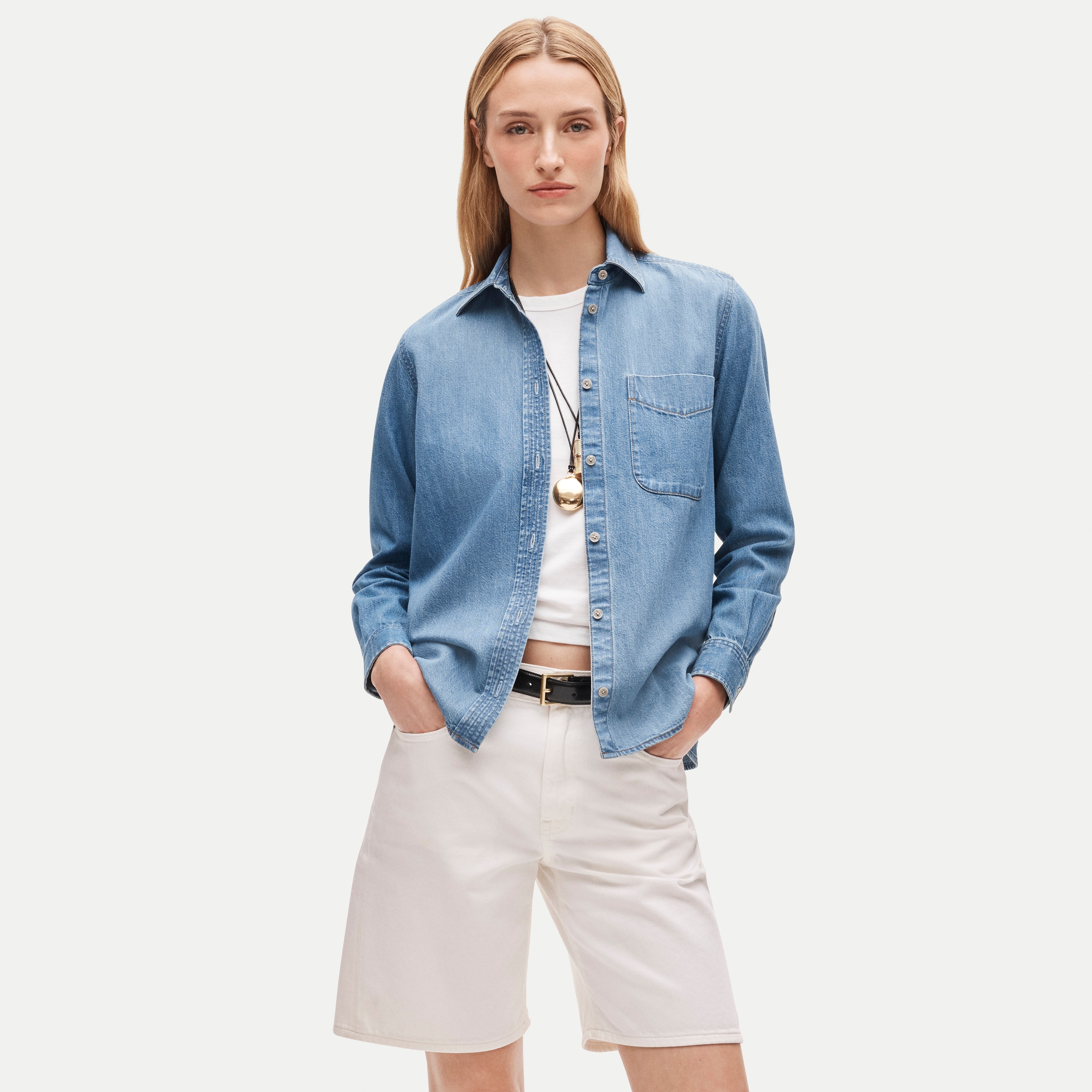 Jules classic-fit button-up shirt in denim