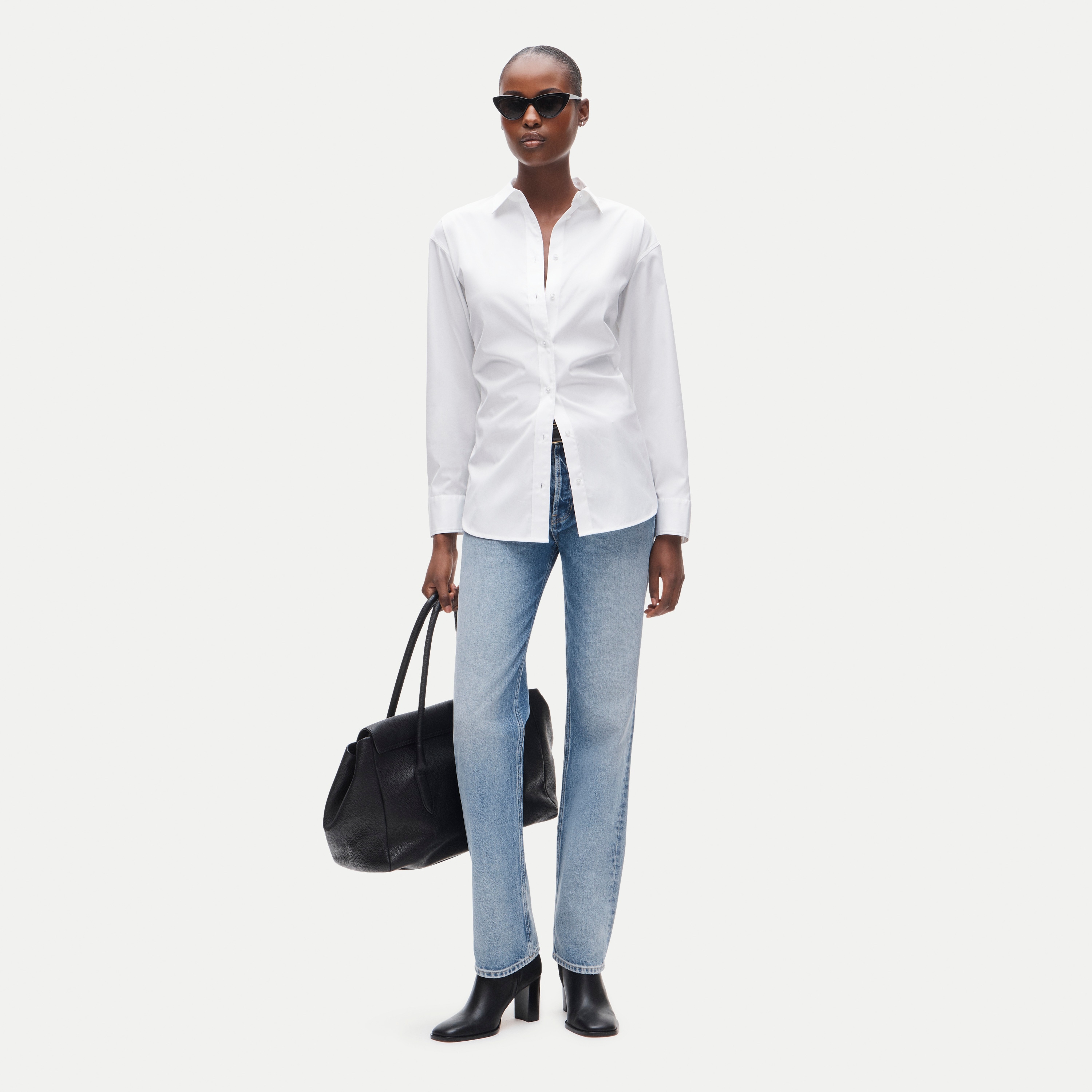 Cinched-back button-up shirt in Greenwich poplin - thumbnail 2