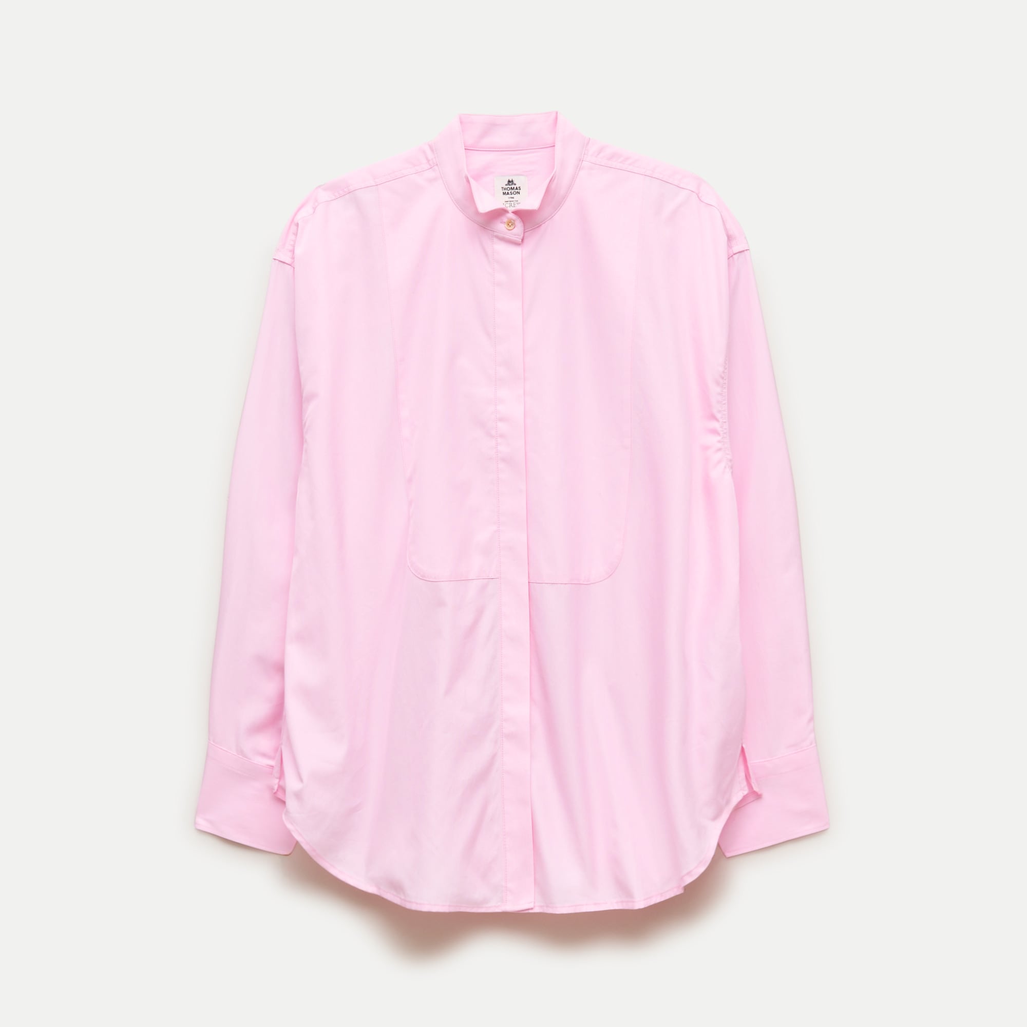 Tuxedo-bib button-up shirt in Thomas Mason&reg; cotton poplin