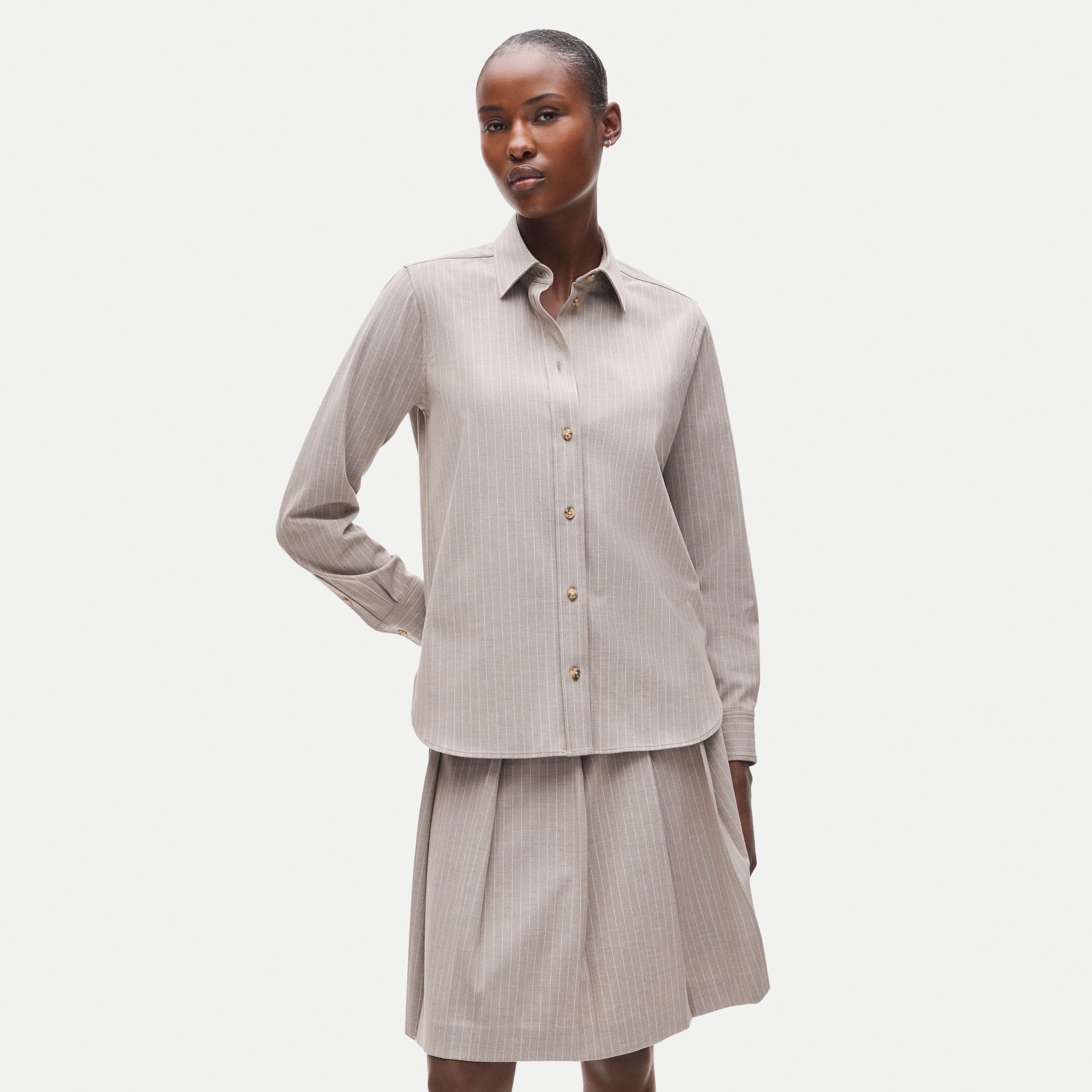 Jules classic-fit button-up shirt in striped Gramercy suiting