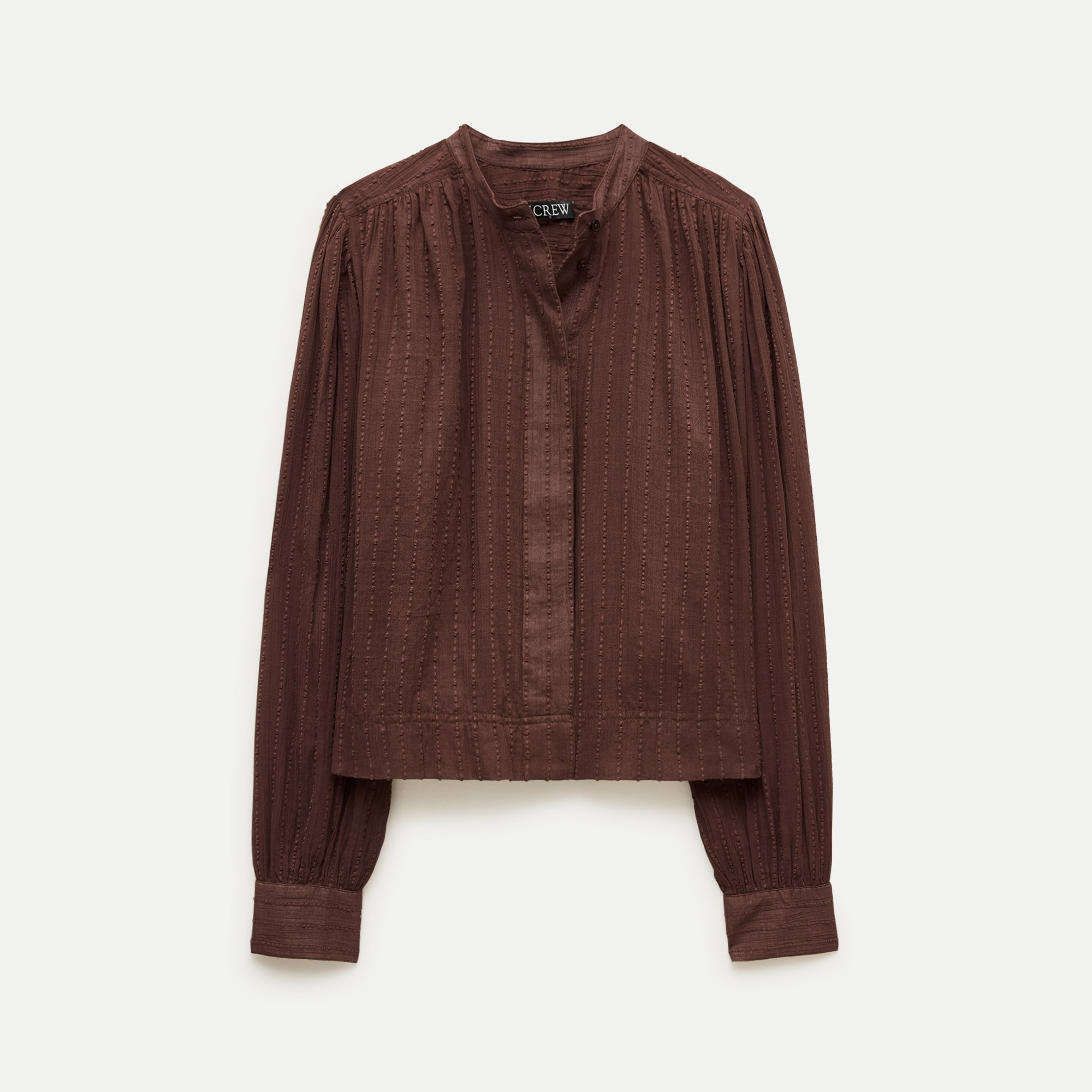Button-front blouse in striped textured cotton