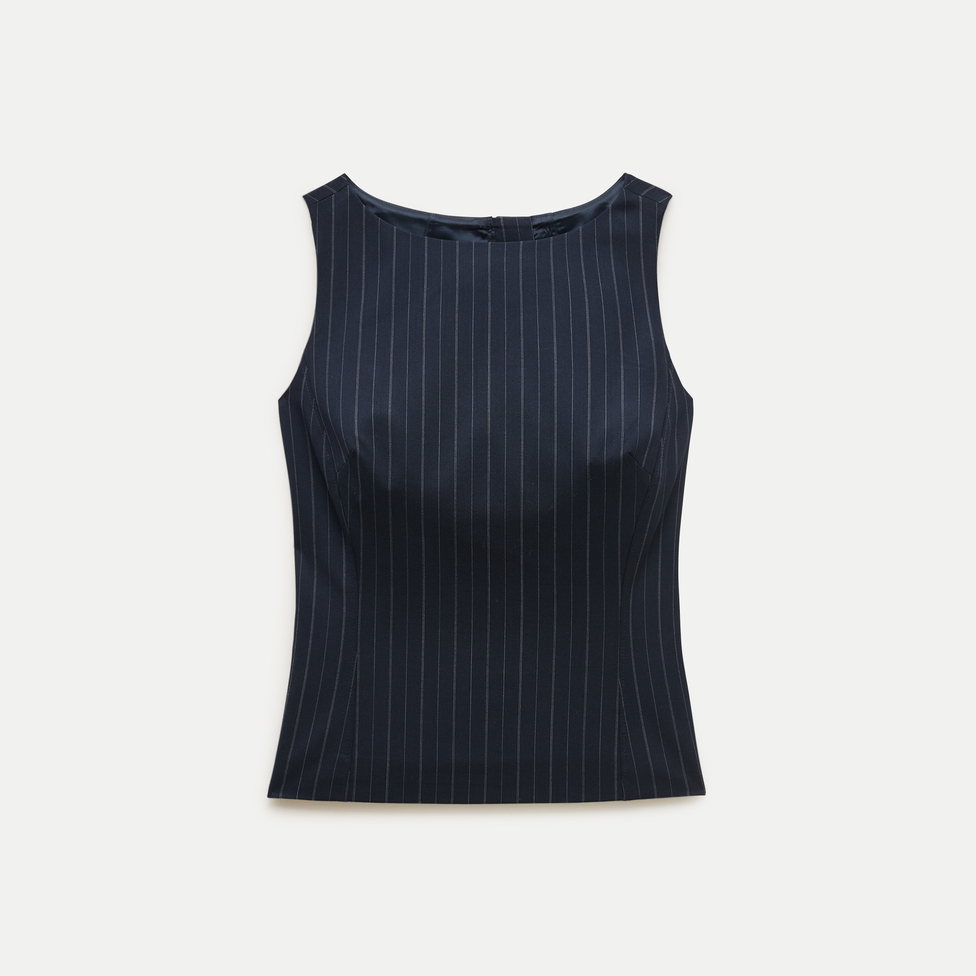 Shell top in striped lightspun wool blend