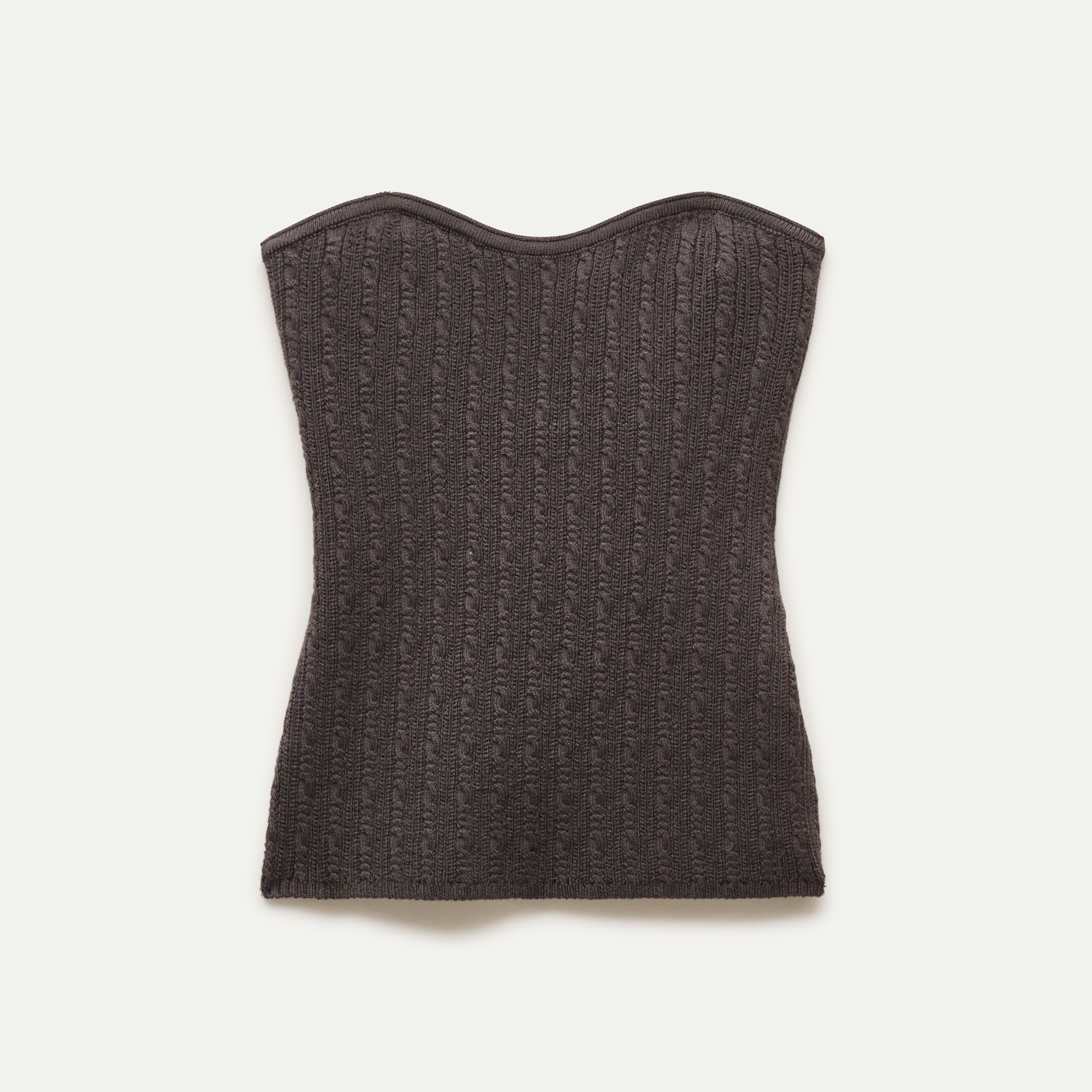 Cable-knit tube top in merino wool blend