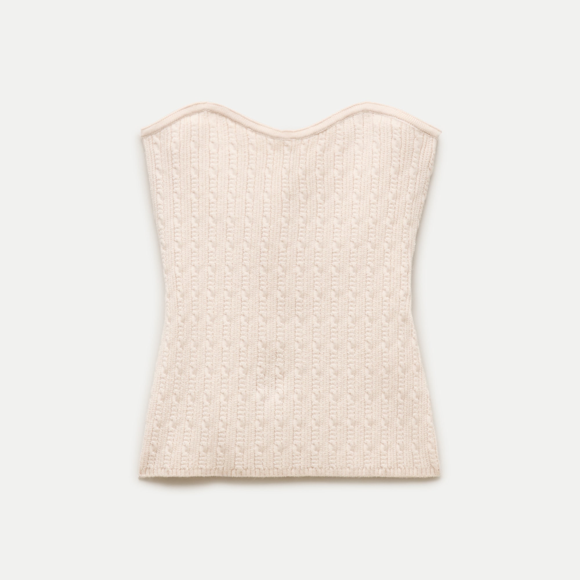 Cable-knit tube top in merino wool blend