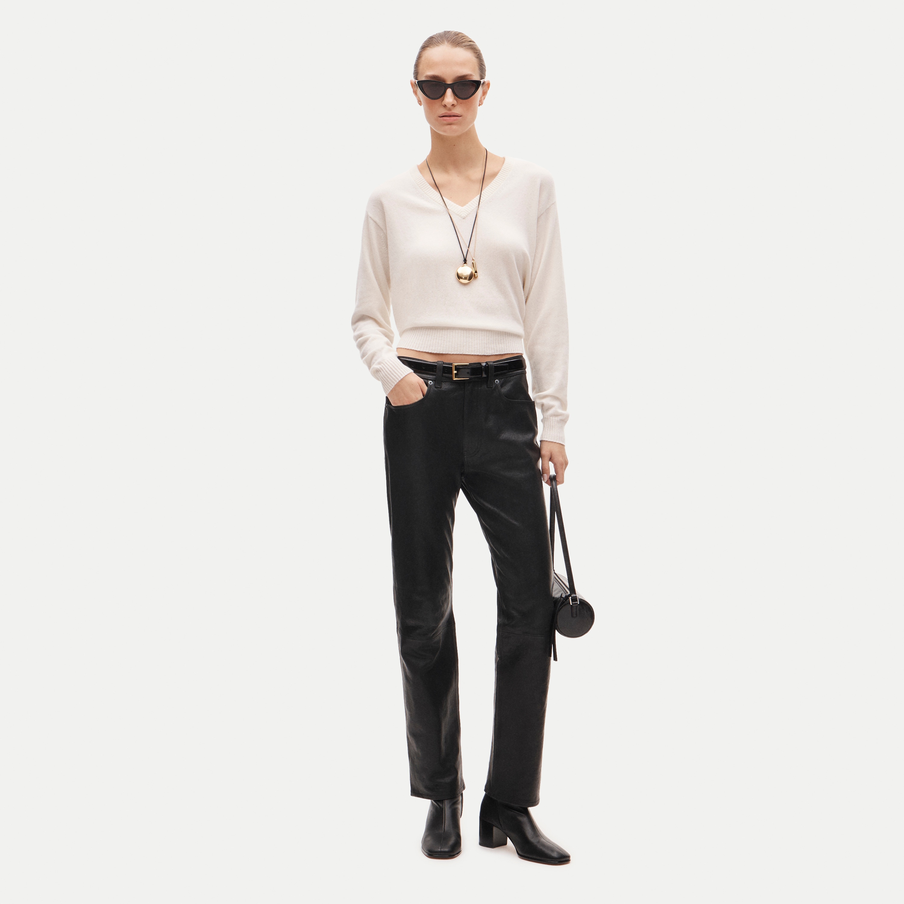 Jesse relaxed-straight pant in leather
