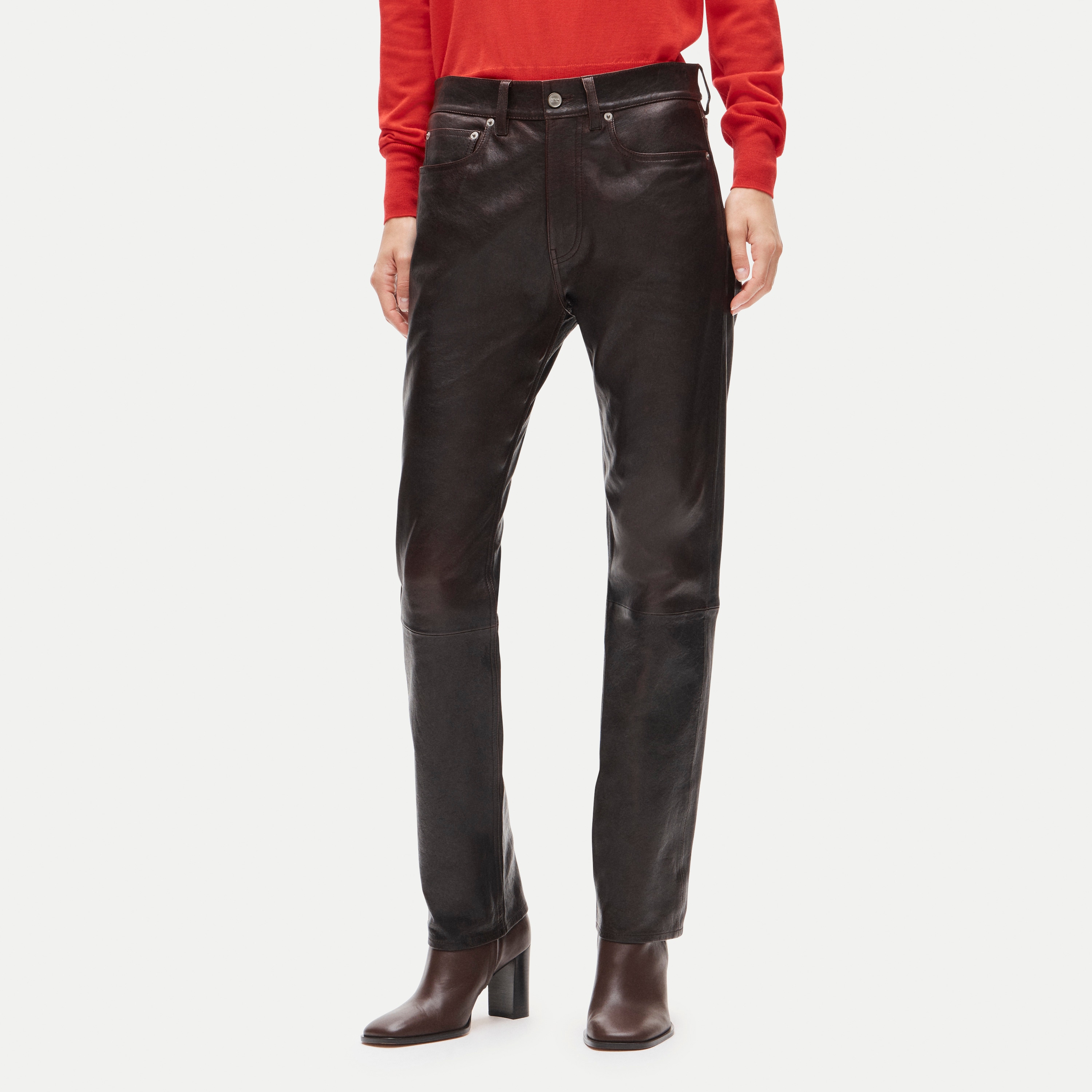 Jesse relaxed-straight pant in leather - thumbnail 2