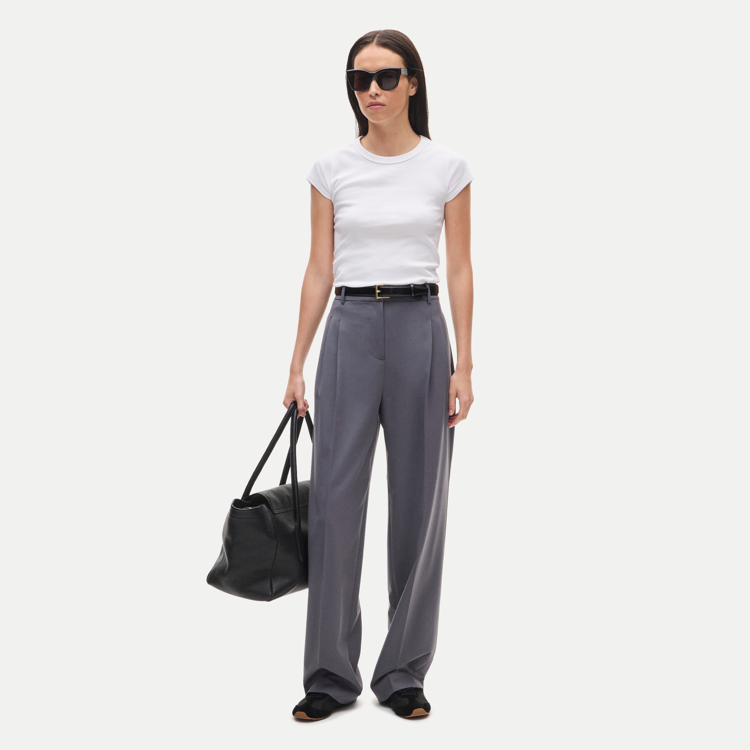 Arched trouser in lightspun wool blend