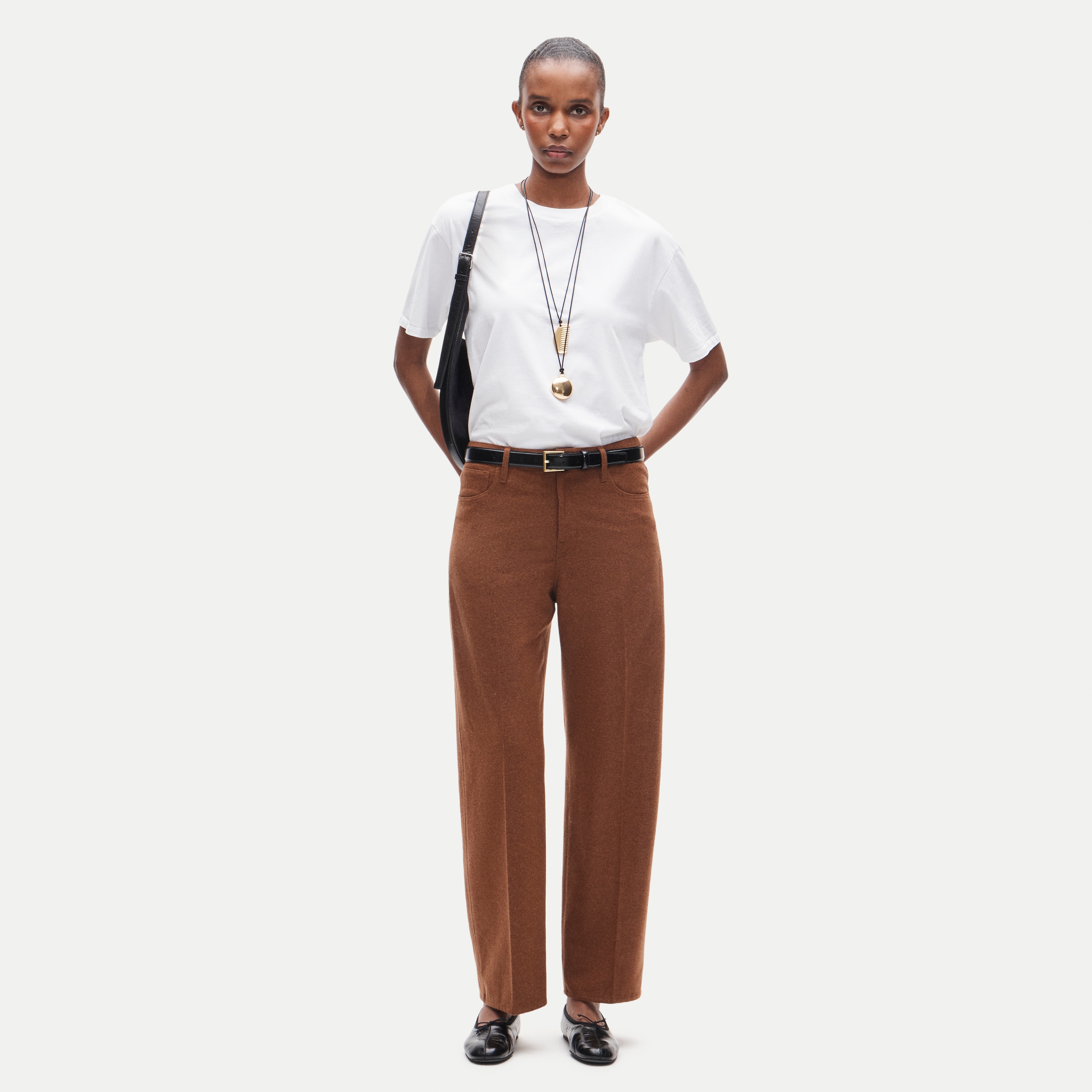 Tapered trouser pant in wool-blend flannel